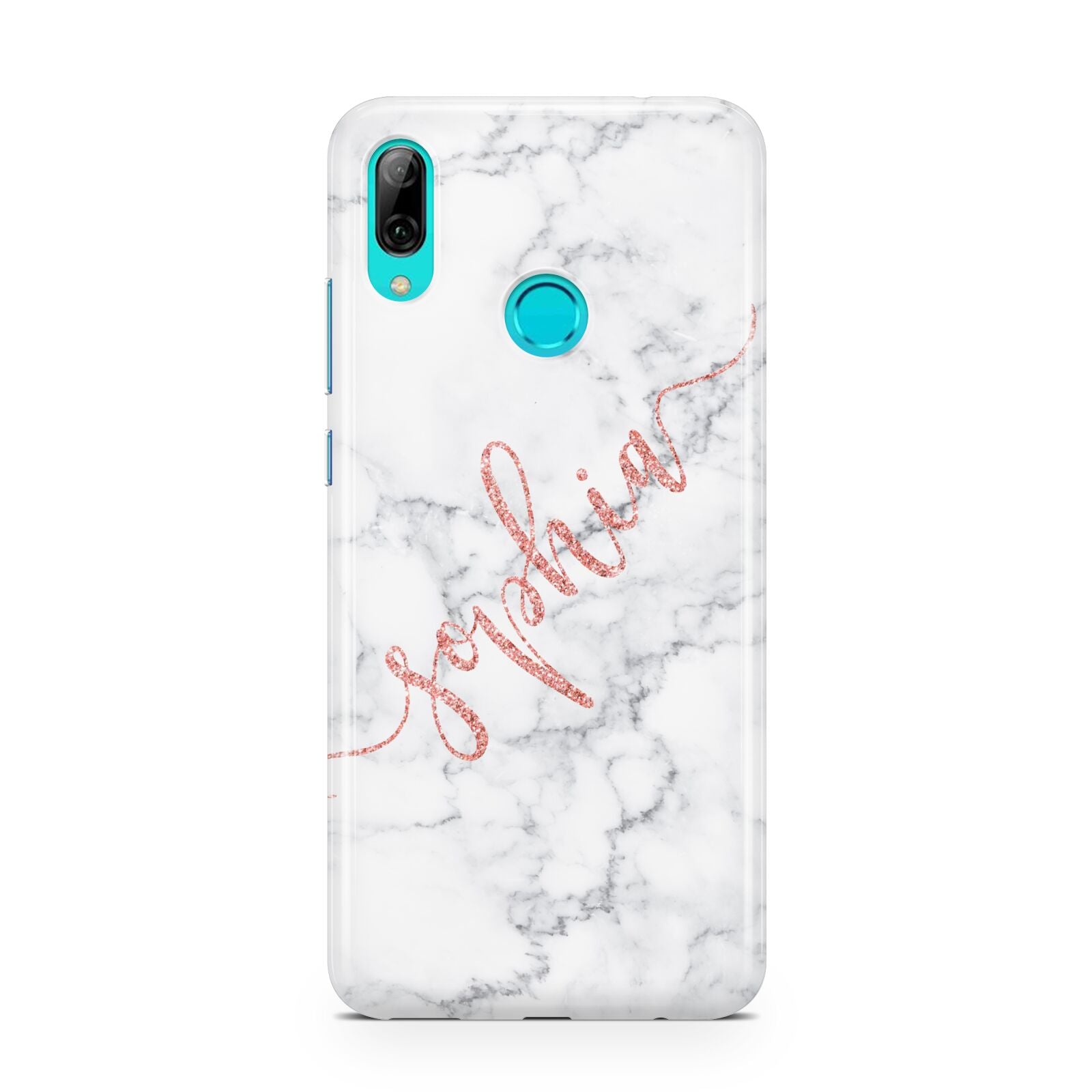 Personalised Marble with Pink Glitter Text Huawei P Smart 2019 Case