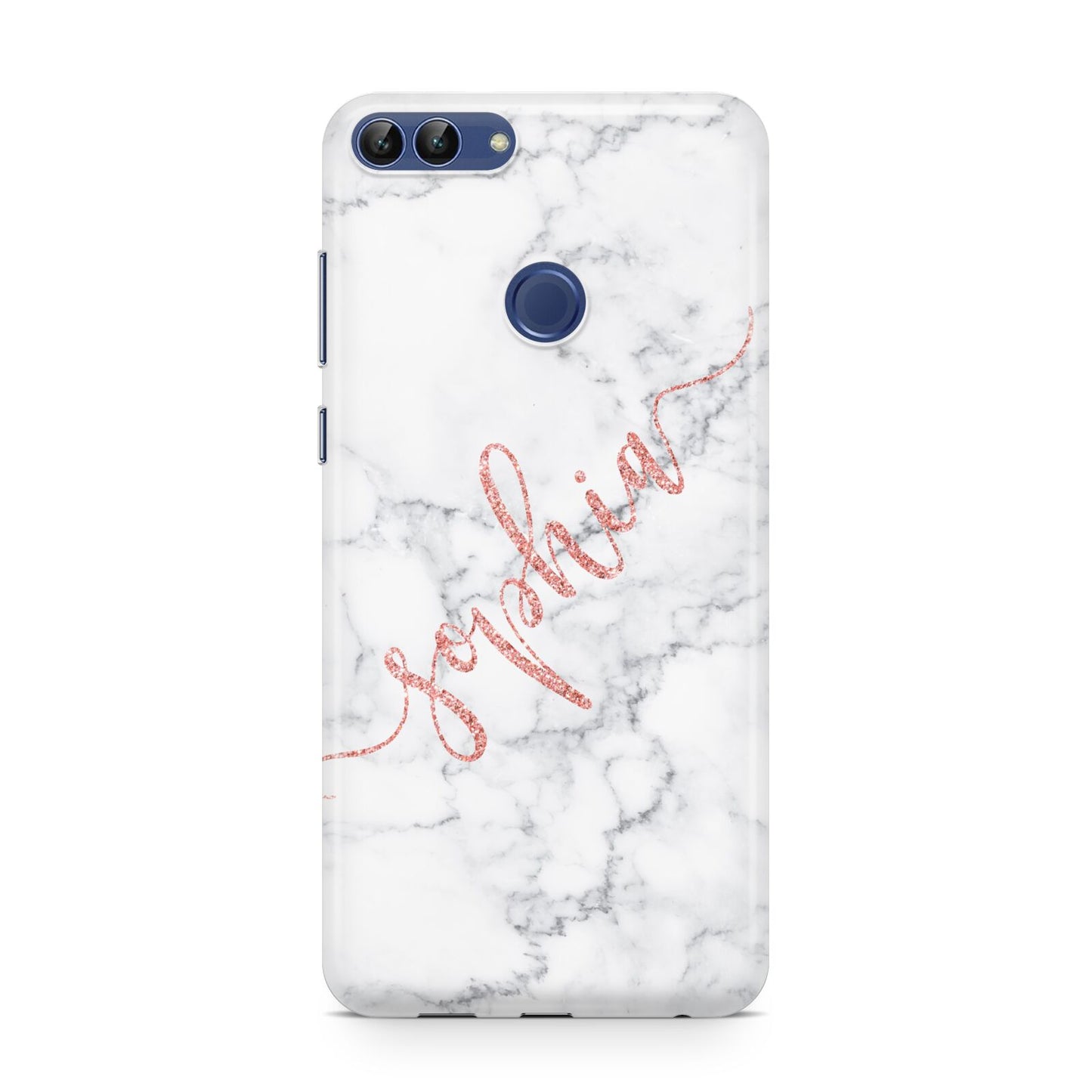 Personalised Marble with Pink Glitter Text Huawei P Smart Case