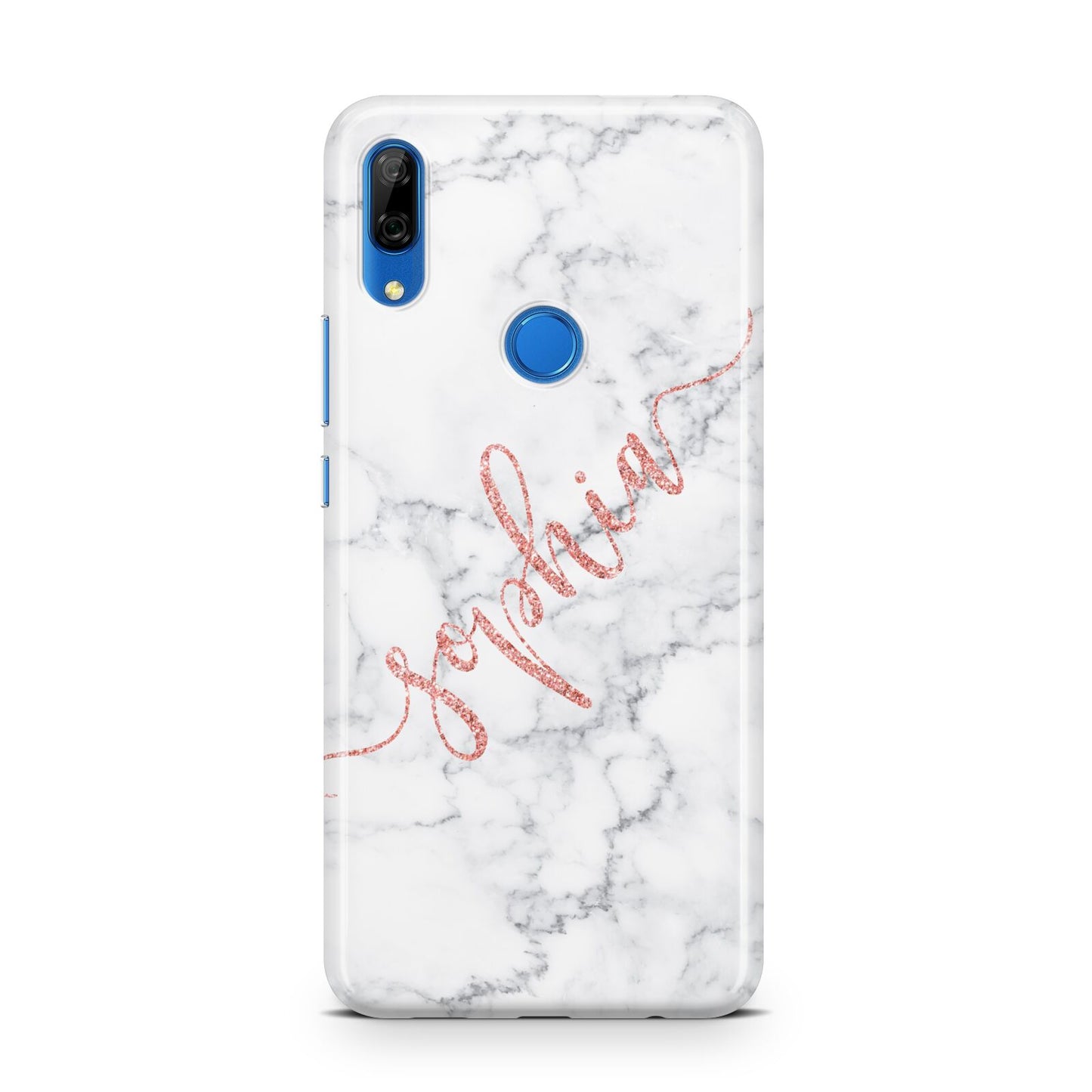 Personalised Marble with Pink Glitter Text Huawei P Smart Z