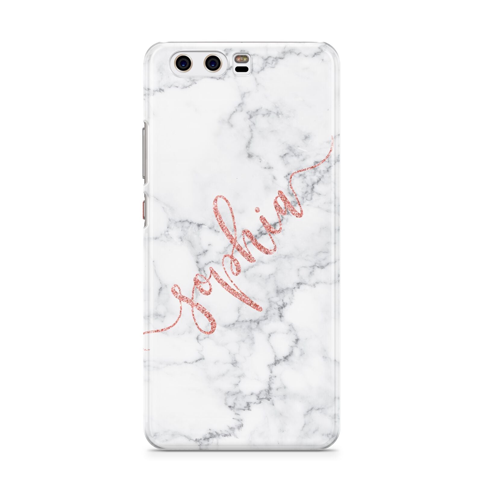 Personalised Marble with Pink Glitter Text Huawei P10 Phone Case