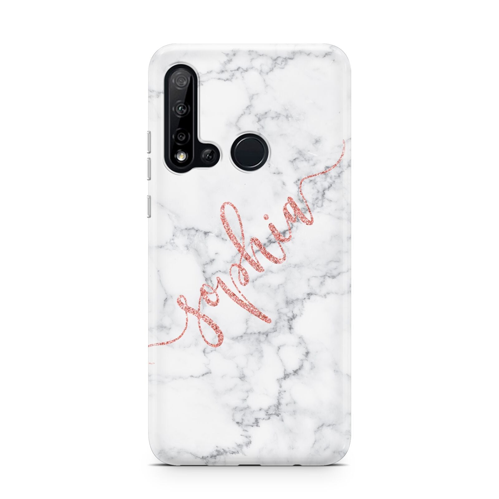 Personalised Marble with Pink Glitter Text Huawei P20 Lite 5G Phone Case