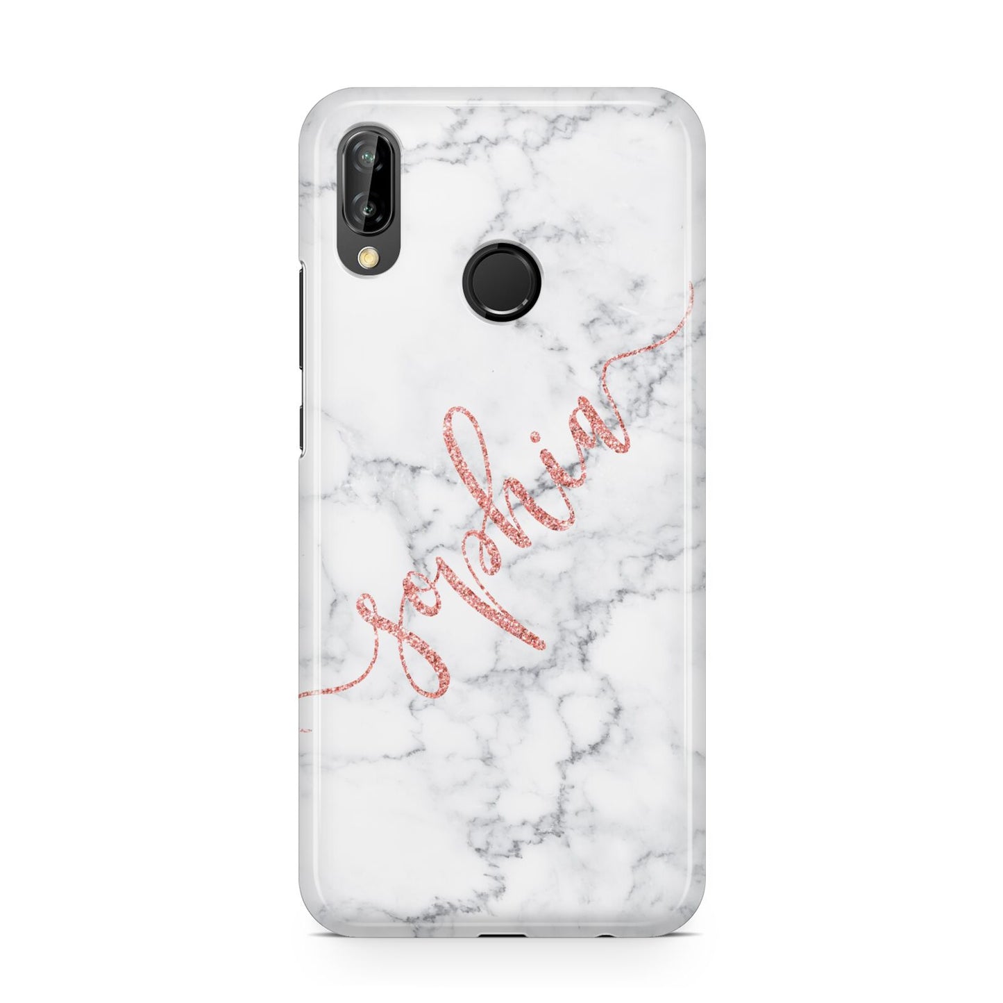 Personalised Marble with Pink Glitter Text Huawei P20 Lite Phone Case