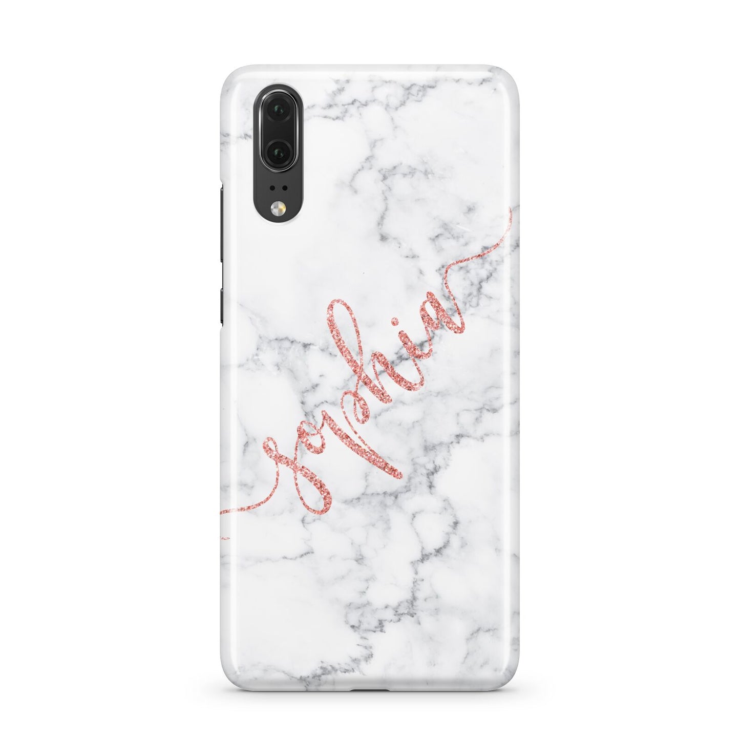 Personalised Marble with Pink Glitter Text Huawei P20 Phone Case