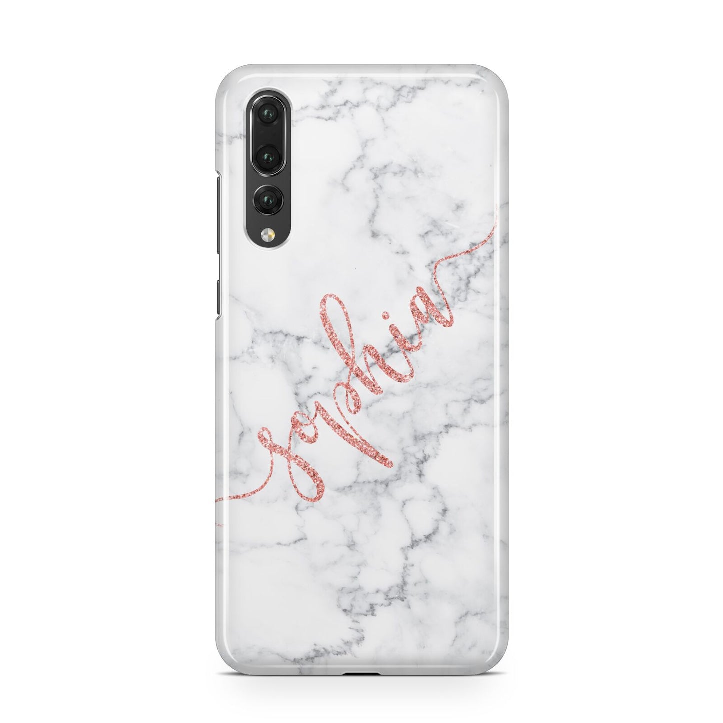 Personalised Marble with Pink Glitter Text Huawei P20 Pro Phone Case