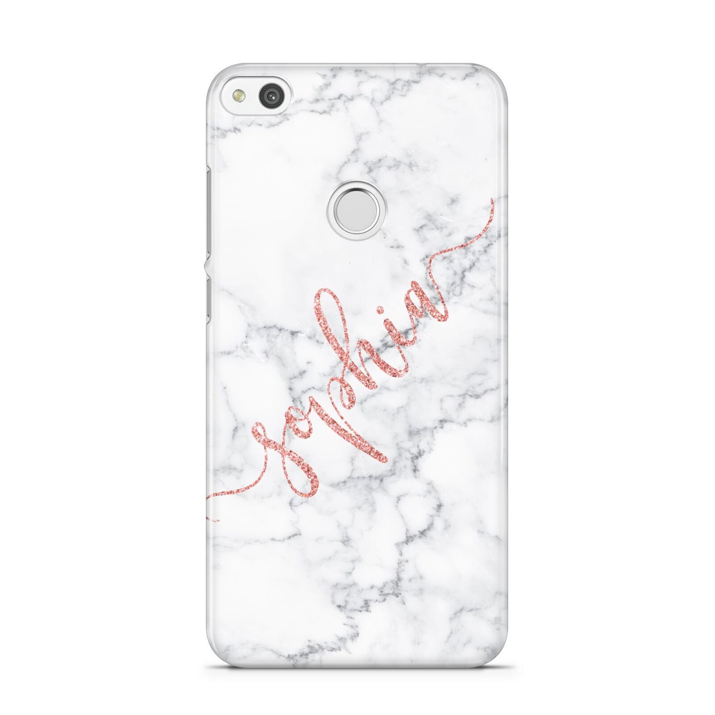 Personalised Marble with Pink Glitter Text Huawei P8 Lite Case