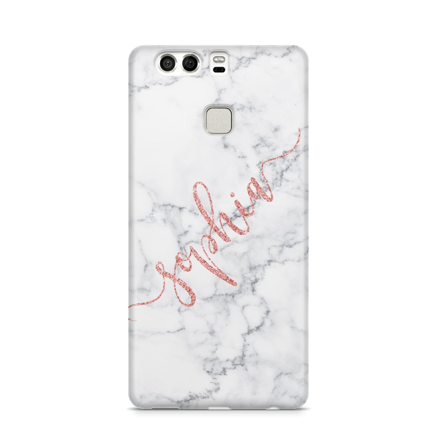 Personalised Marble with Pink Glitter Text Huawei P9 Case