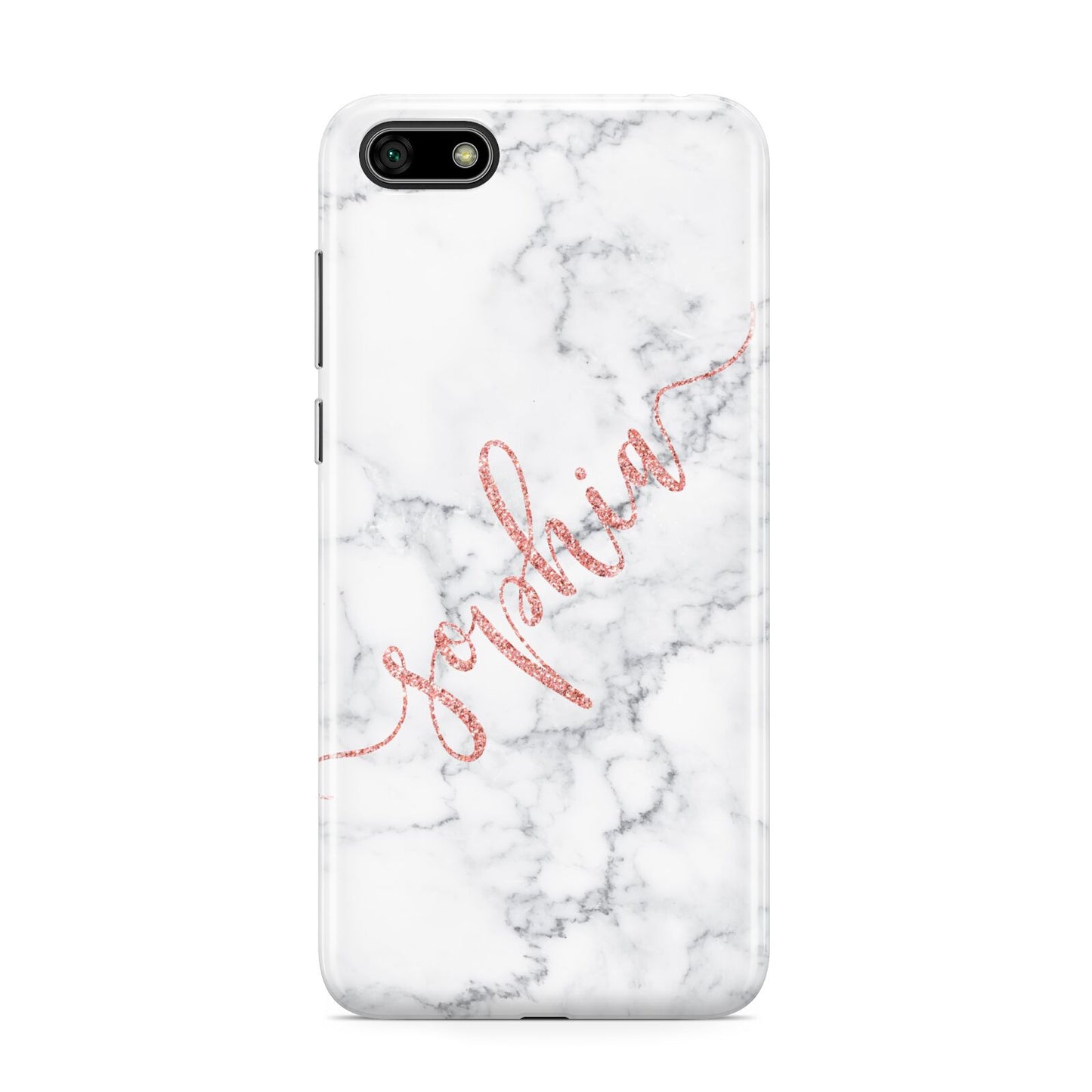 Personalised Marble with Pink Glitter Text Huawei Y5 Prime 2018 Phone Case