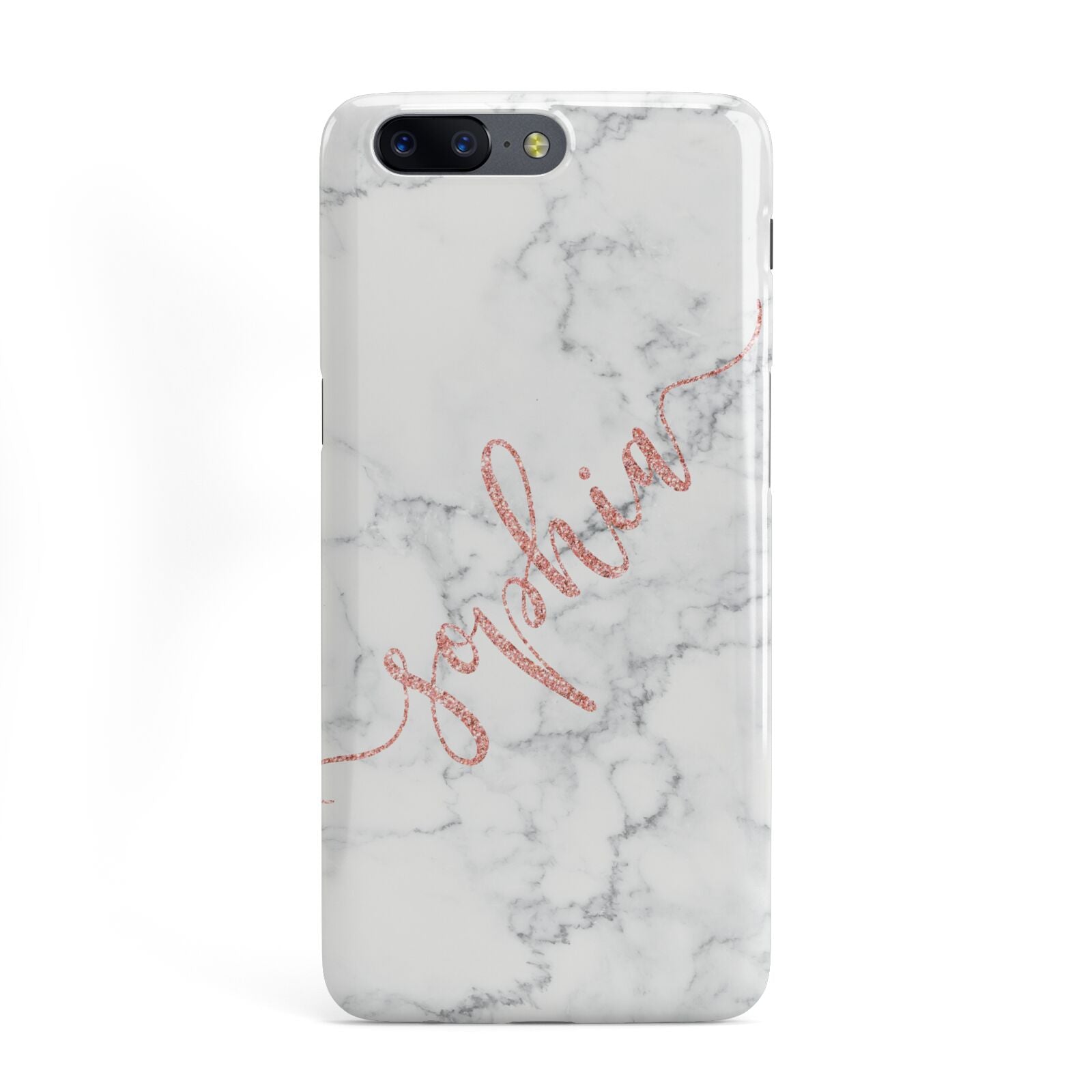 Personalised Marble with Pink Glitter Text OnePlus Case