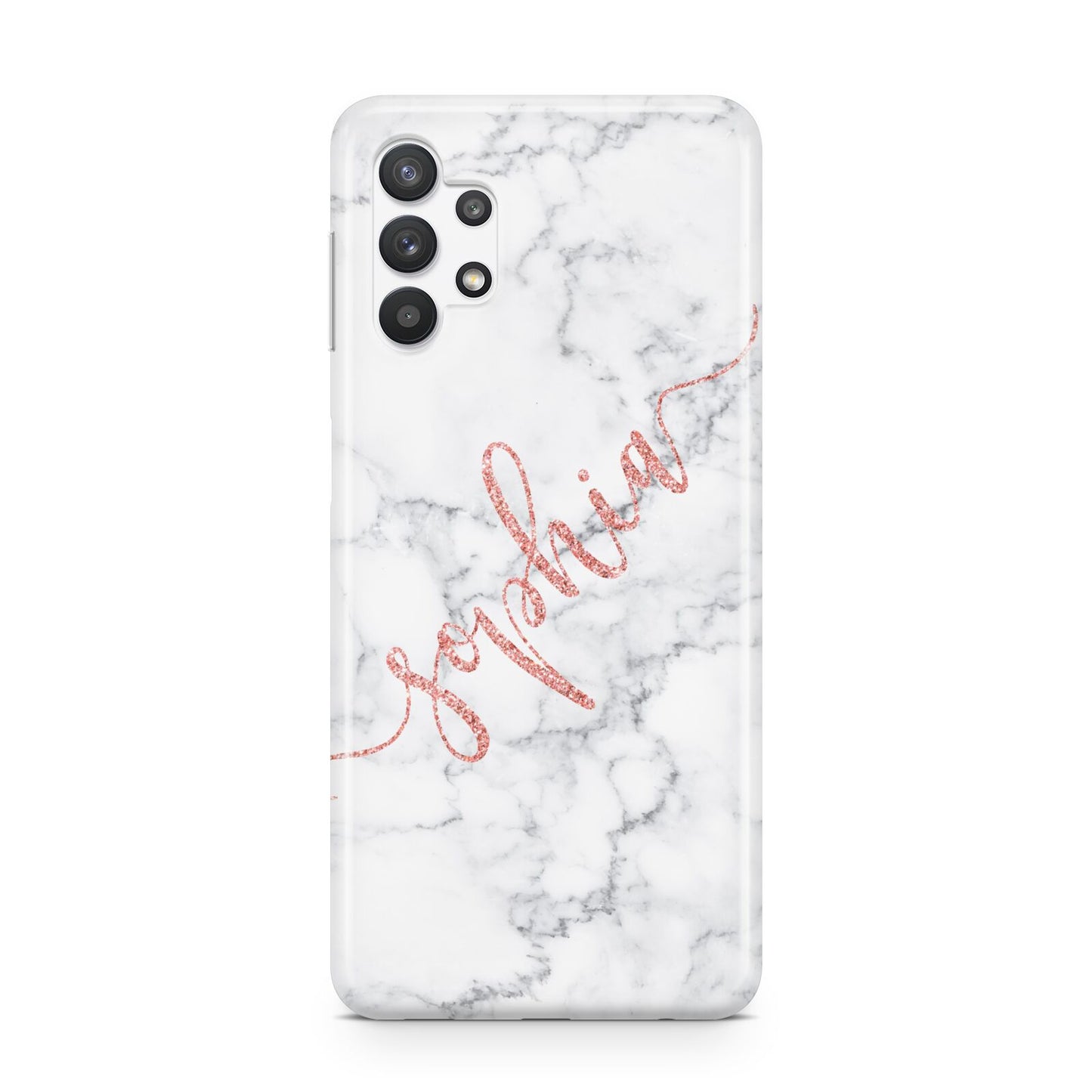 Personalised Marble with Pink Glitter Text Samsung A32 5G Case