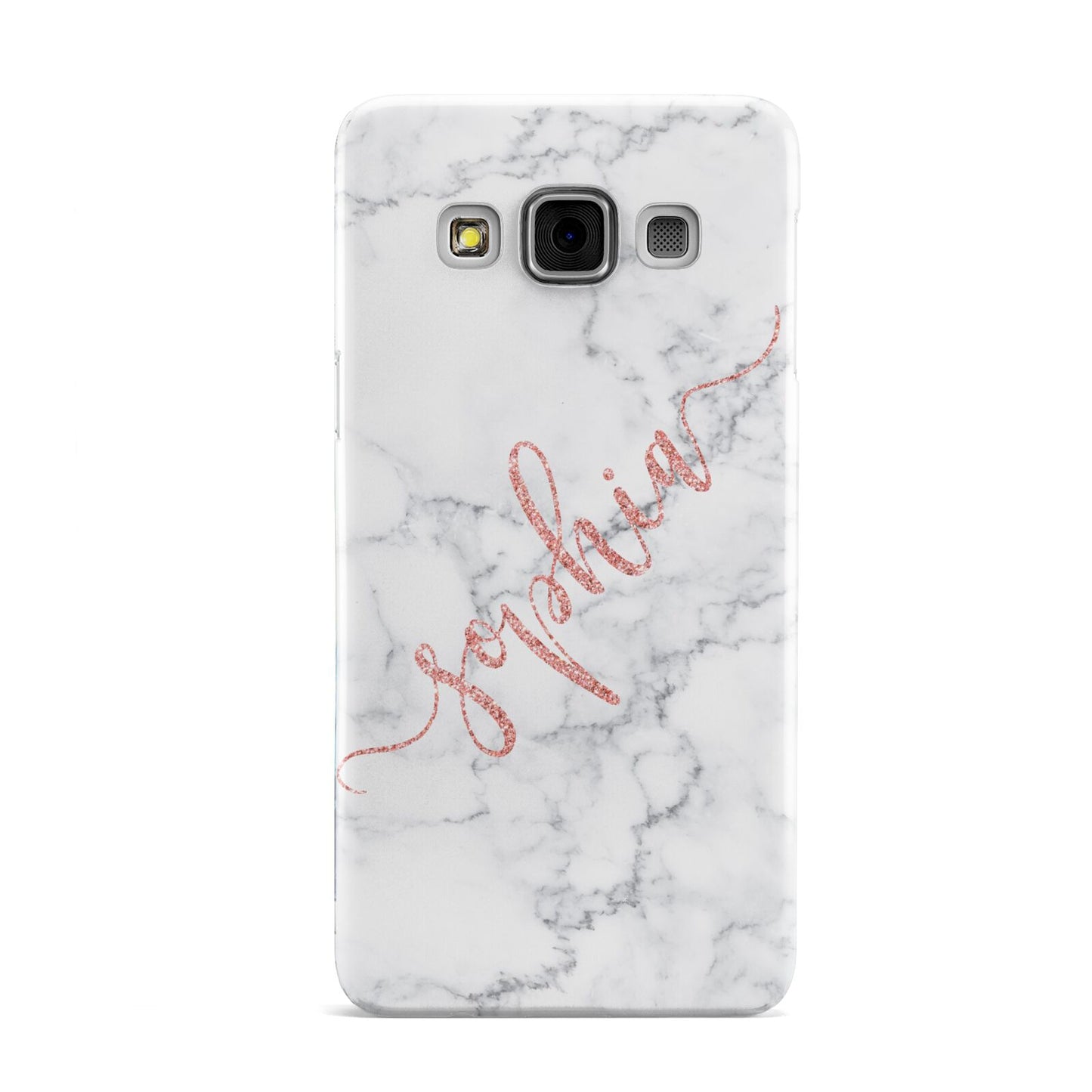 Personalised Marble with Pink Glitter Text Samsung Galaxy A3 Case