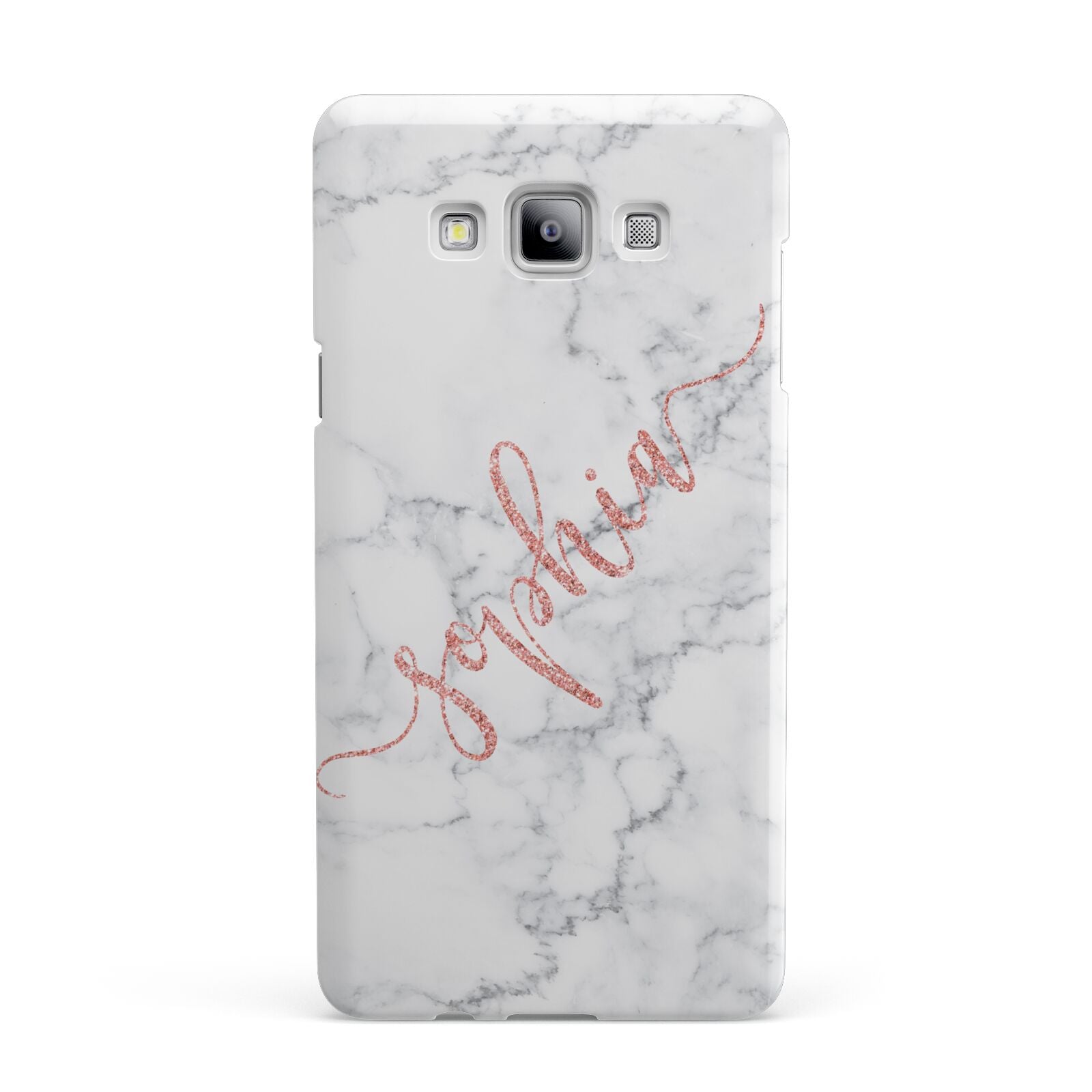 Personalised Marble with Pink Glitter Text Samsung Galaxy A7 2015 Case