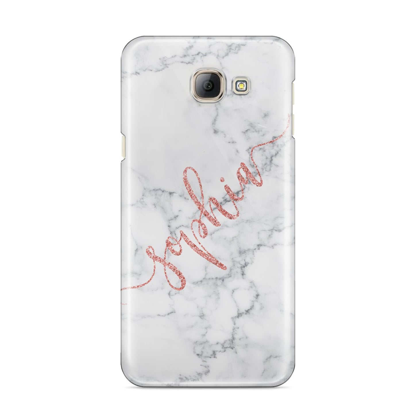 Personalised Marble with Pink Glitter Text Samsung Galaxy A8 2016 Case