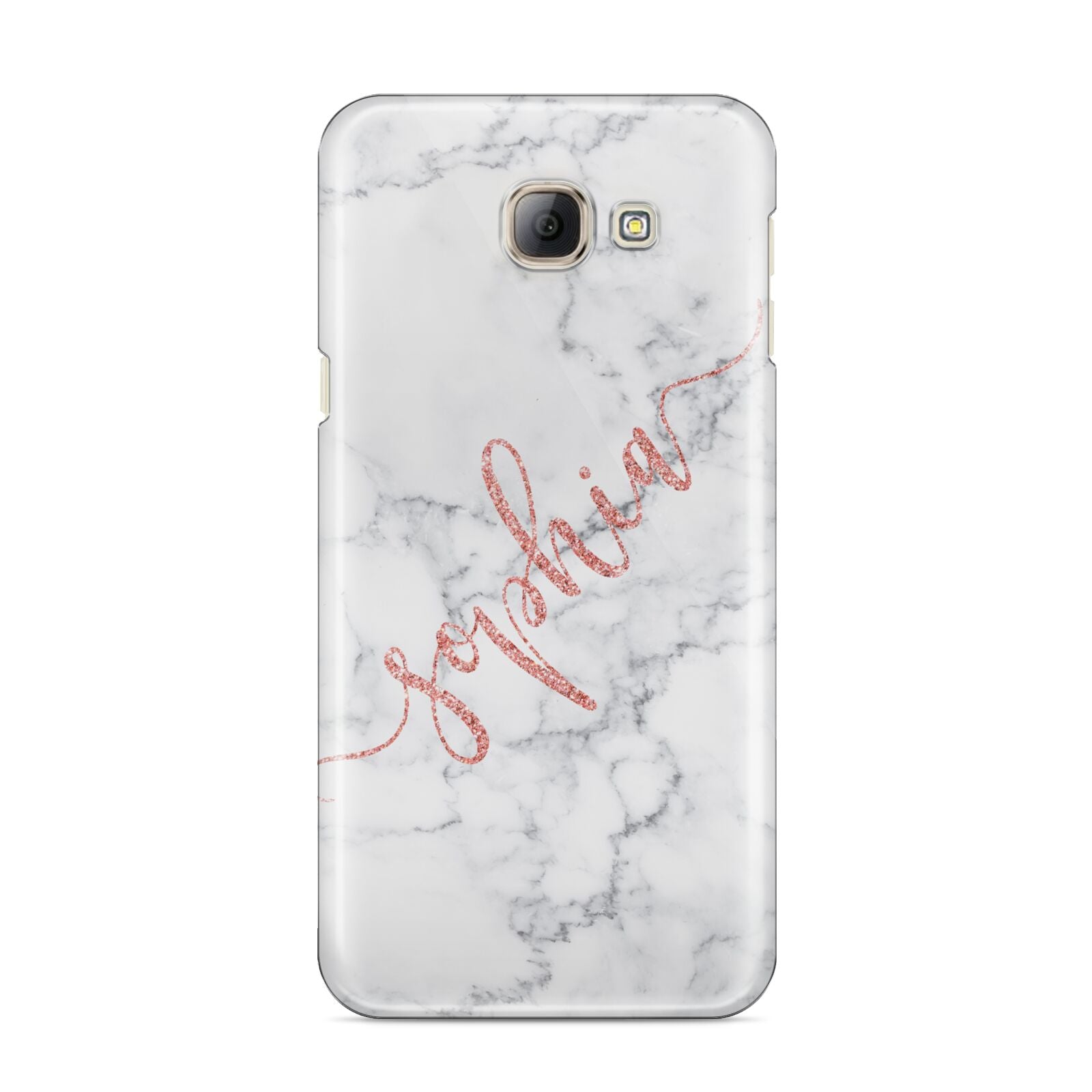 Personalised Marble with Pink Glitter Text Samsung Galaxy A8 2016 Case