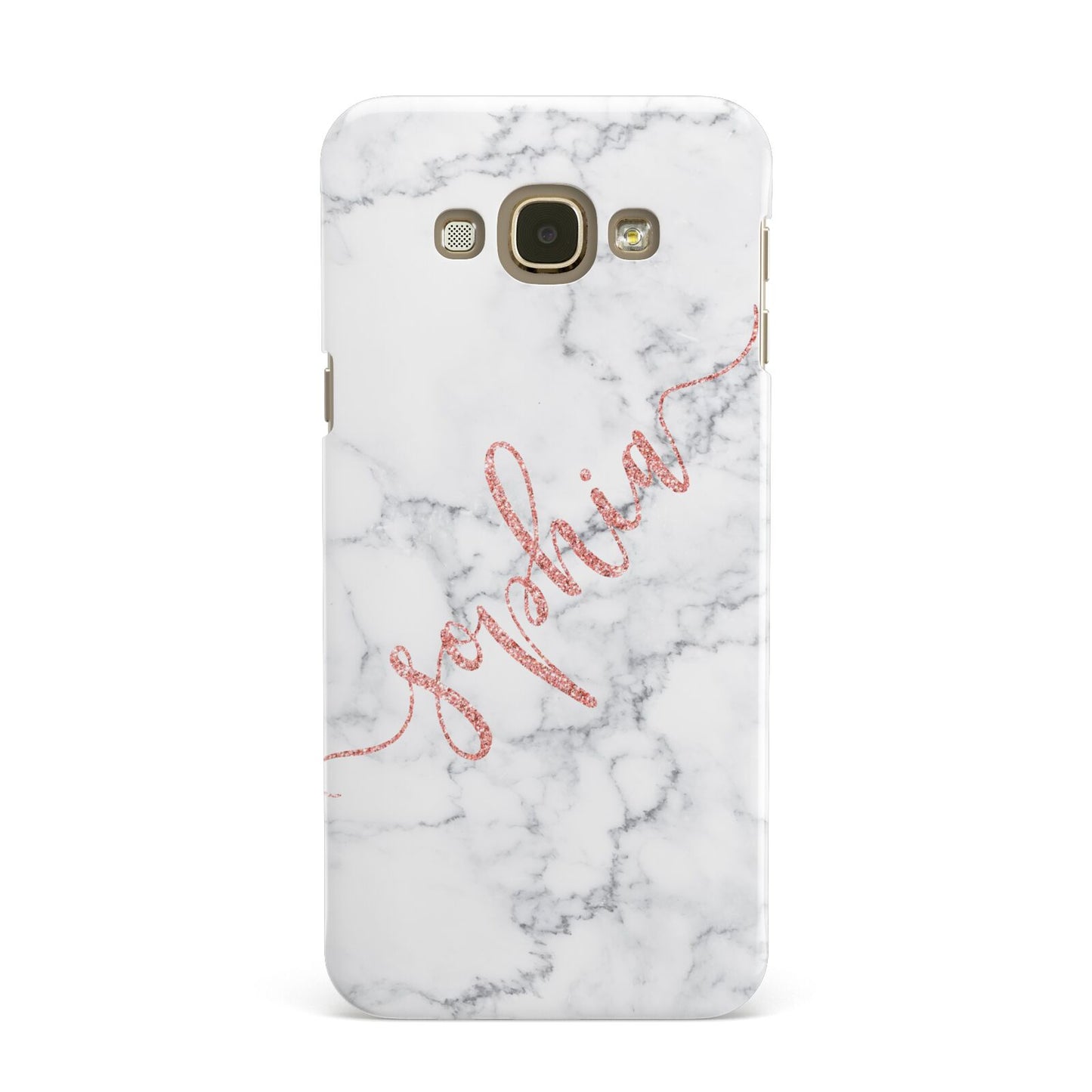 Personalised Marble with Pink Glitter Text Samsung Galaxy A8 Case