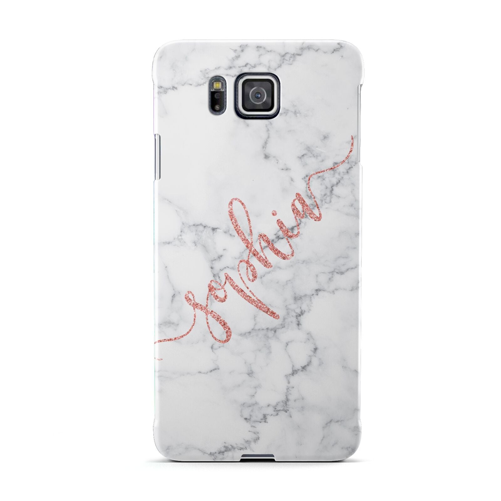 Personalised Marble with Pink Glitter Text Samsung Galaxy Alpha Case