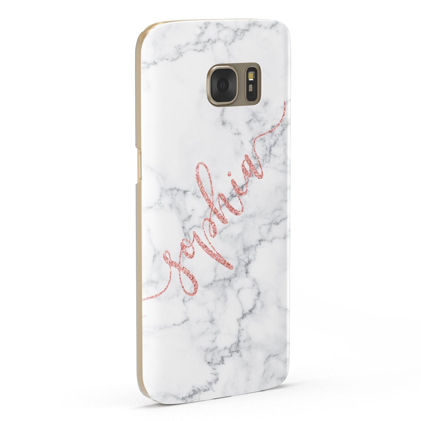 Personalised Marble with Pink Glitter Text Samsung Galaxy Case Fourty Five Degrees