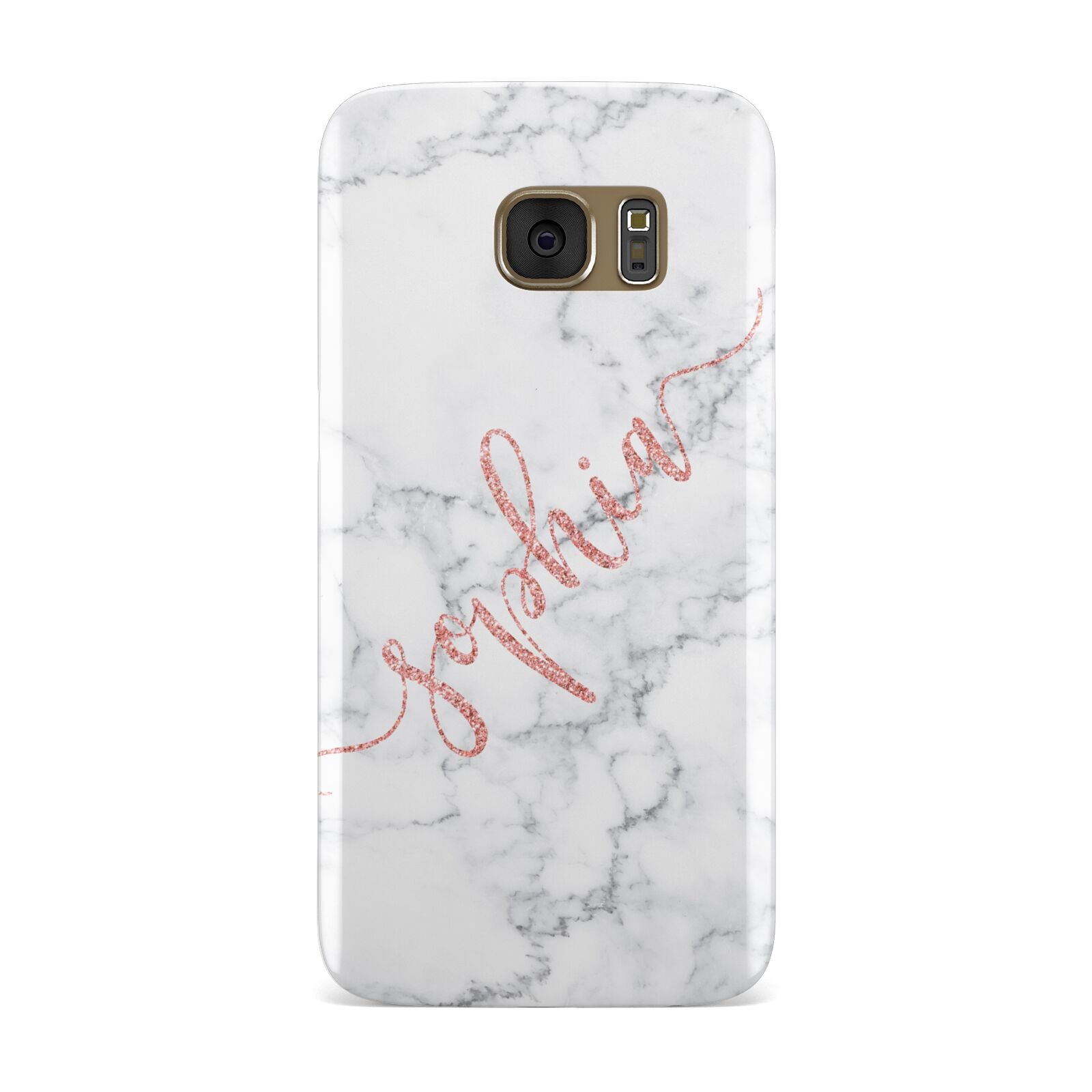 Personalised Marble with Pink Glitter Text Samsung Galaxy Case