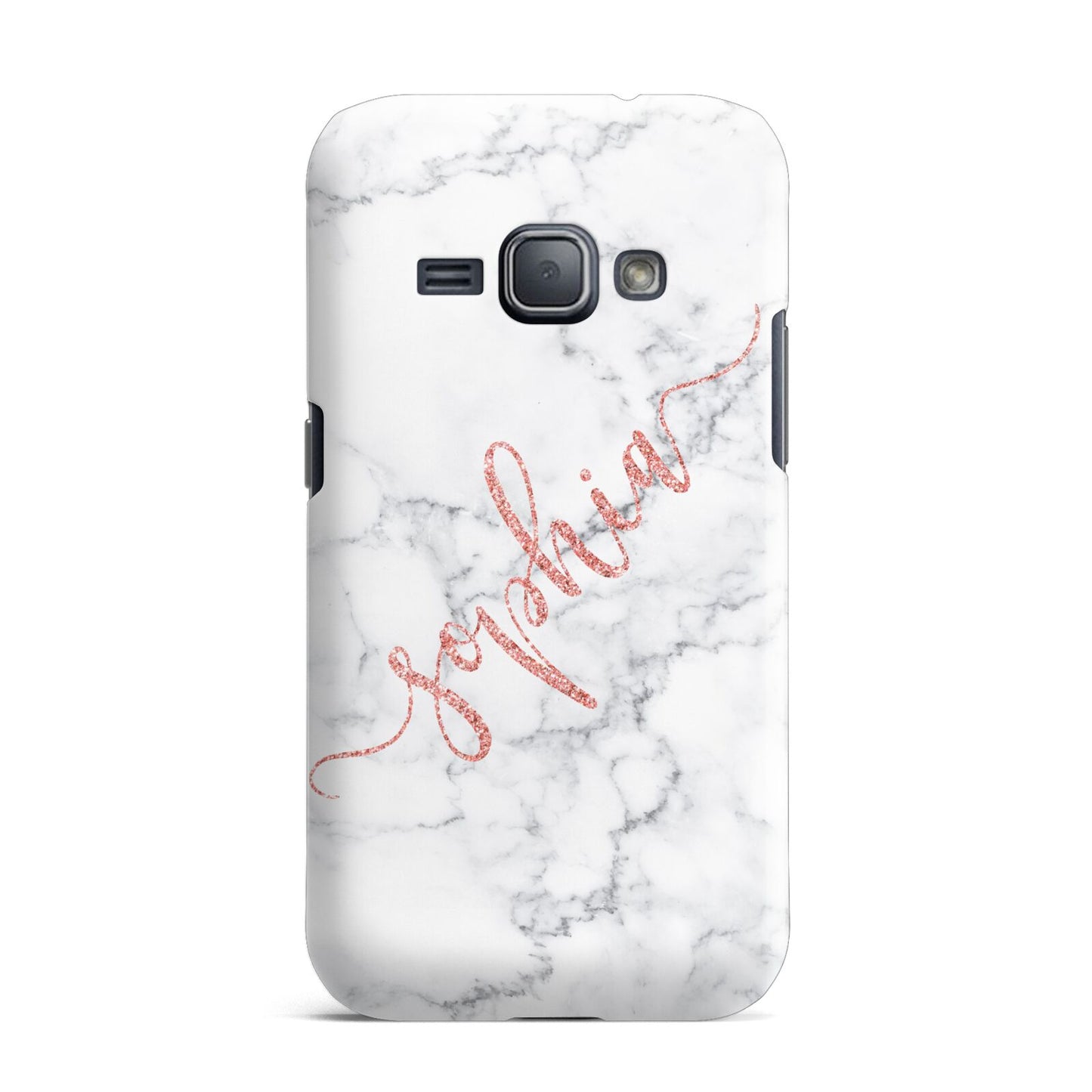 Personalised Marble with Pink Glitter Text Samsung Galaxy J1 2016 Case