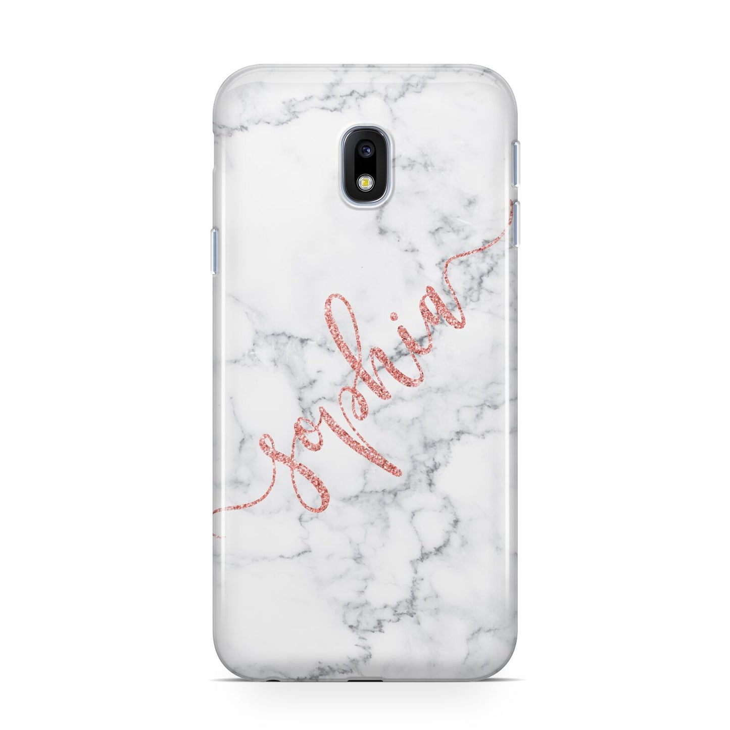 Personalised Marble with Pink Glitter Text Samsung Galaxy J3 2017 Case