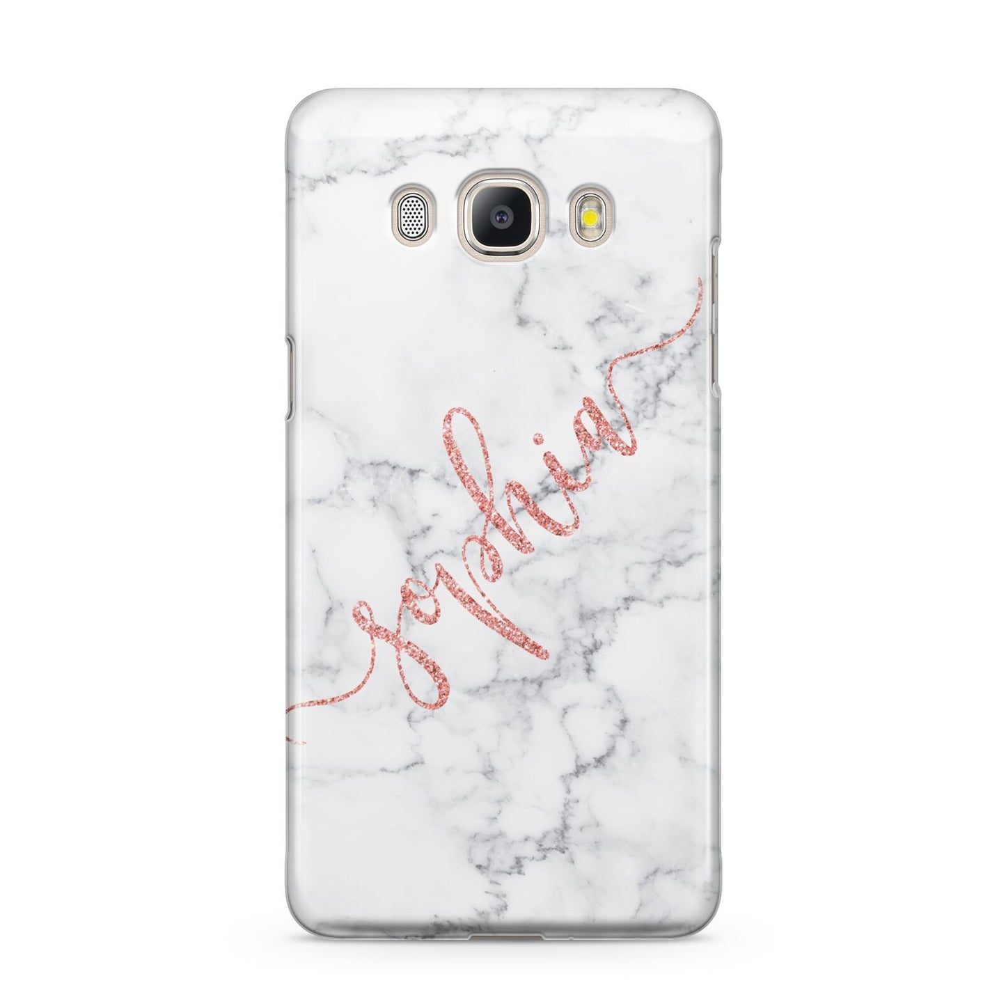 Personalised Marble with Pink Glitter Text Samsung Galaxy J5 2016 Case