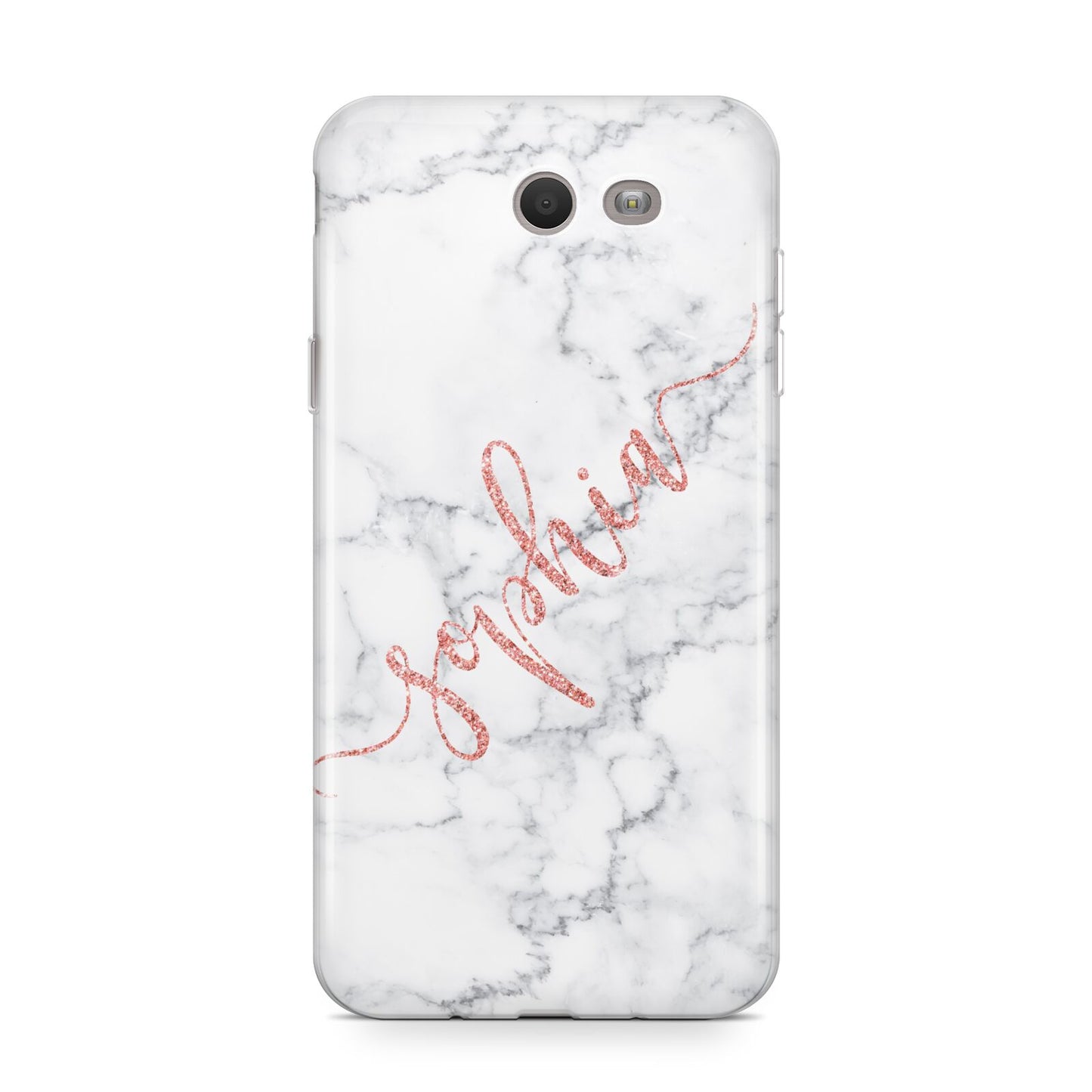 Personalised Marble with Pink Glitter Text Samsung Galaxy J7 2017 Case