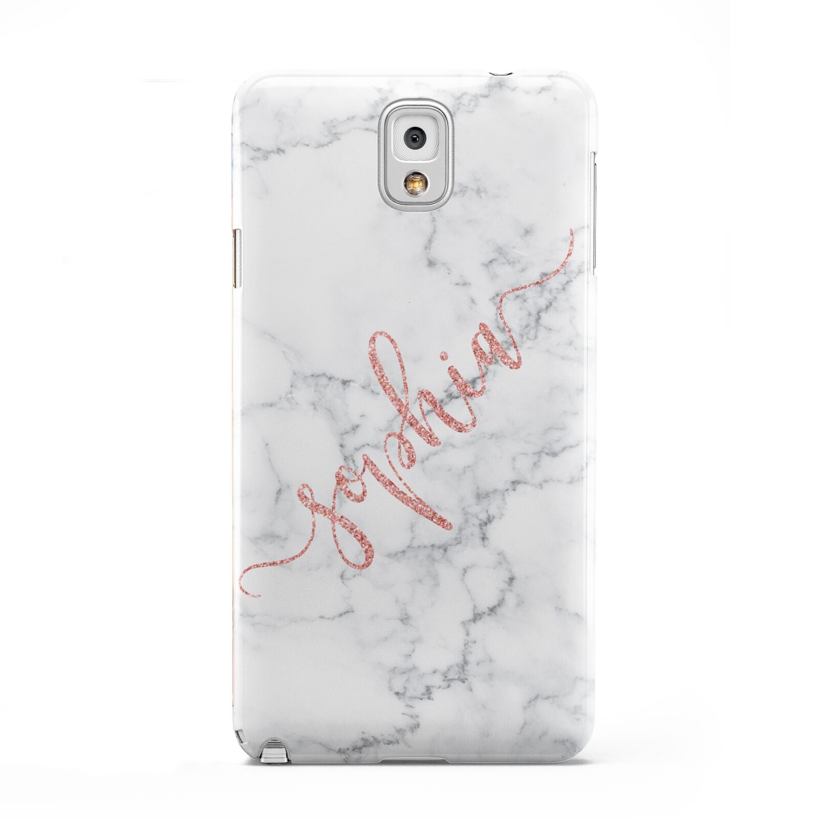 Personalised Marble with Pink Glitter Text Samsung Galaxy Note 3 Case