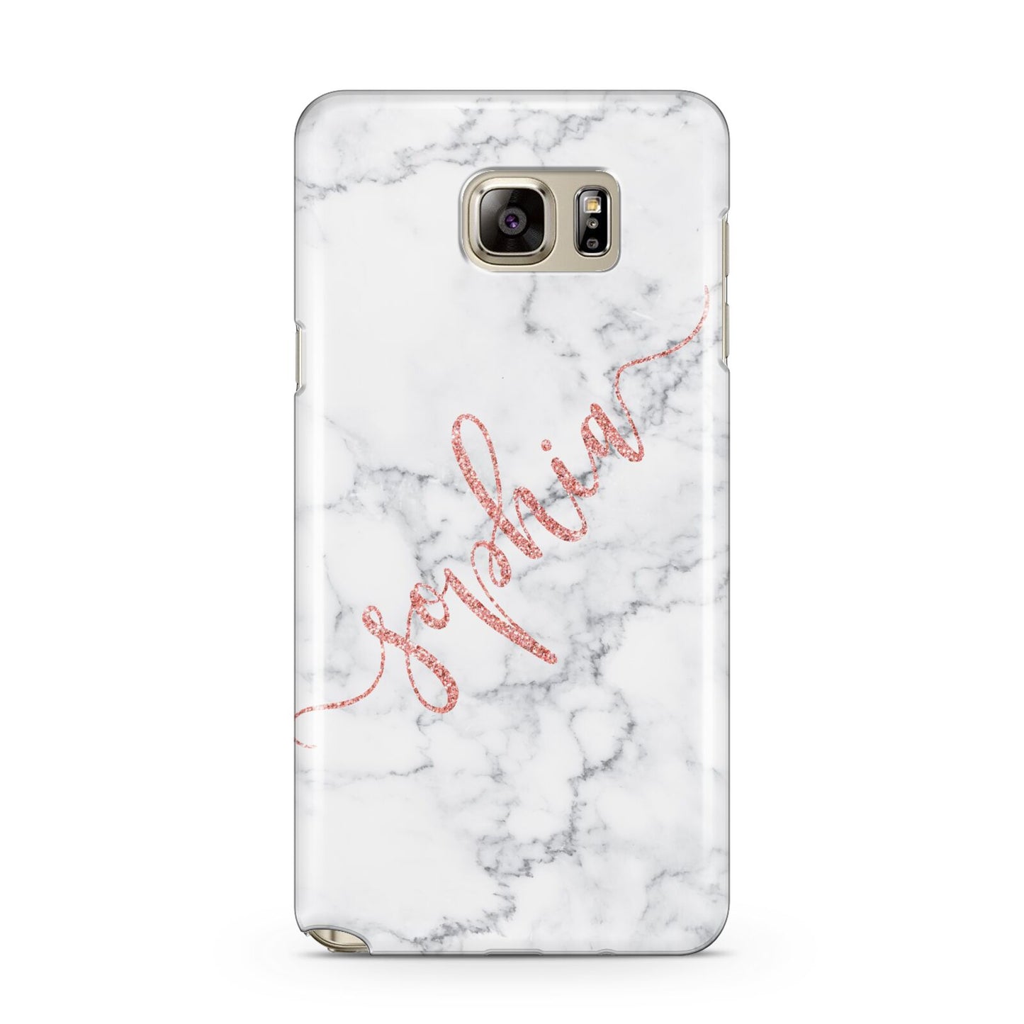 Personalised Marble with Pink Glitter Text Samsung Galaxy Note 5 Case