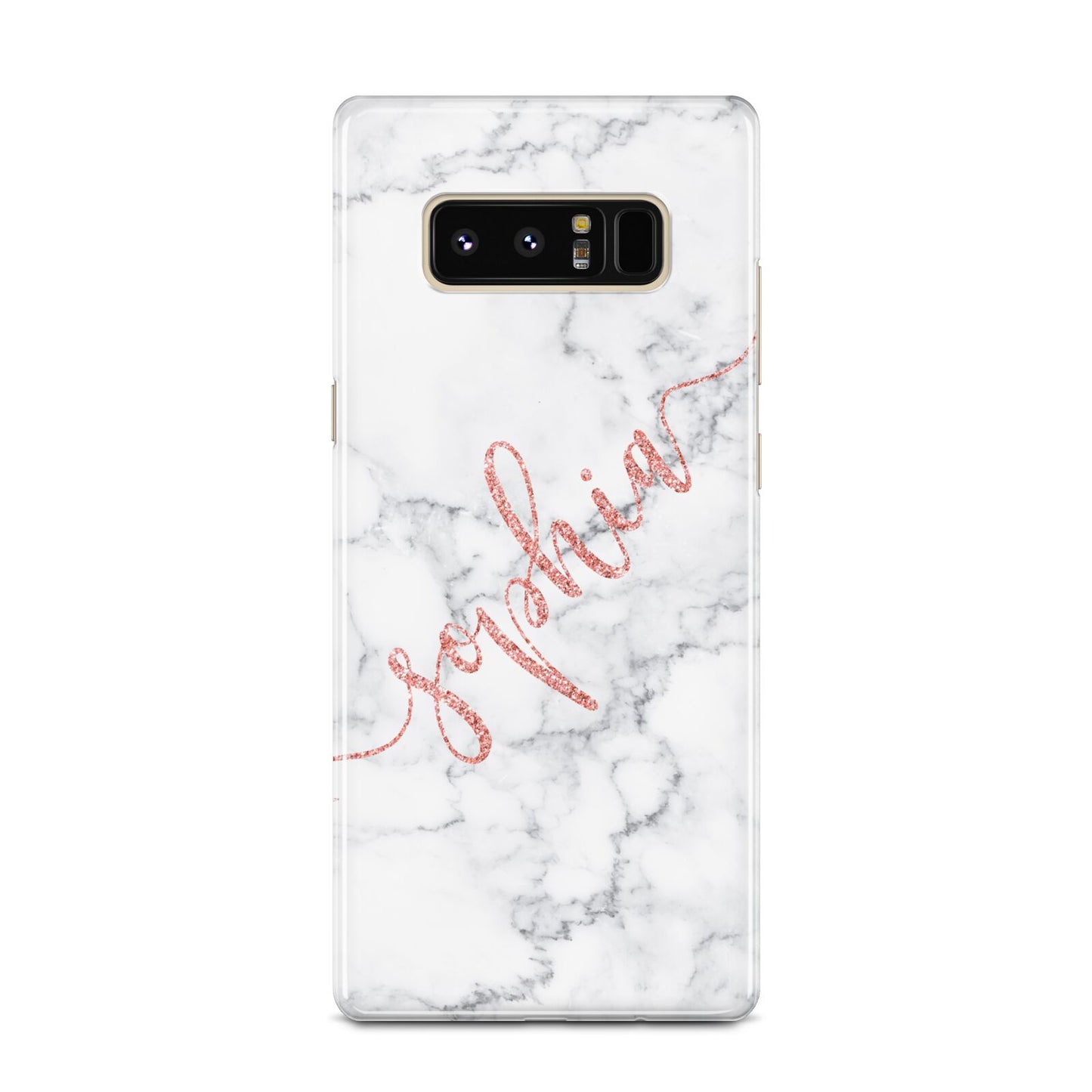 Personalised Marble with Pink Glitter Text Samsung Galaxy Note 8 Case