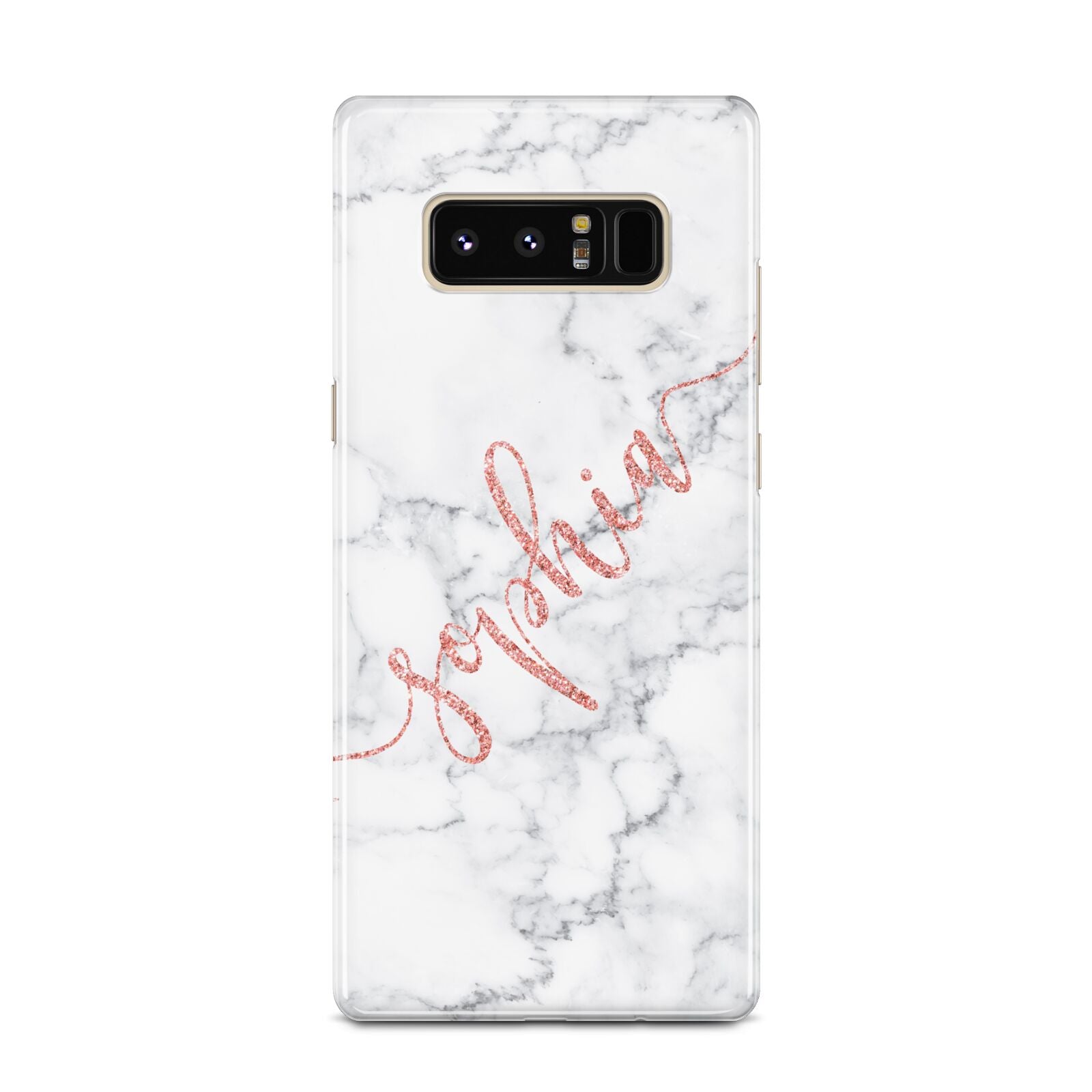 Personalised Marble with Pink Glitter Text Samsung Galaxy Note 8 Case