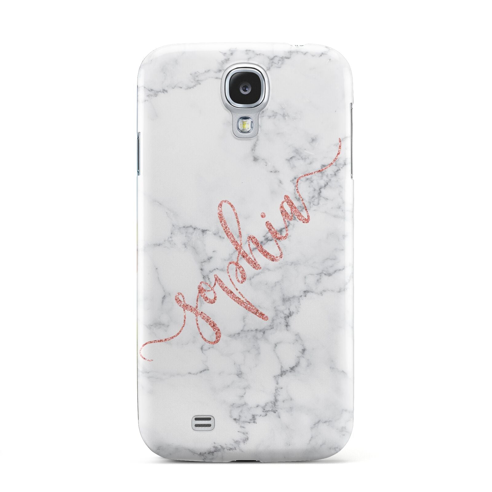 Personalised Marble with Pink Glitter Text Samsung Galaxy S4 Case