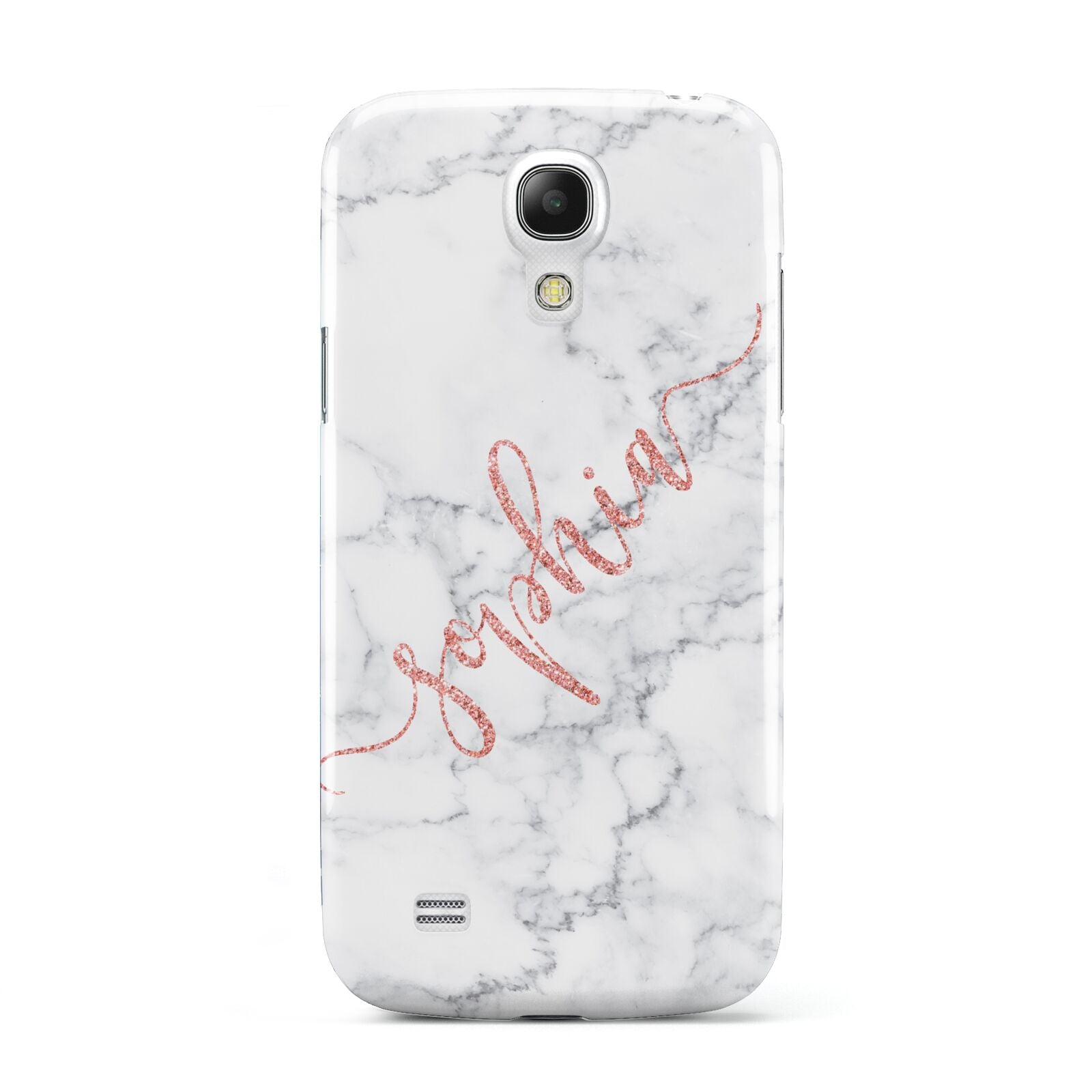 Personalised Marble with Pink Glitter Text Samsung Galaxy S4 Mini Case