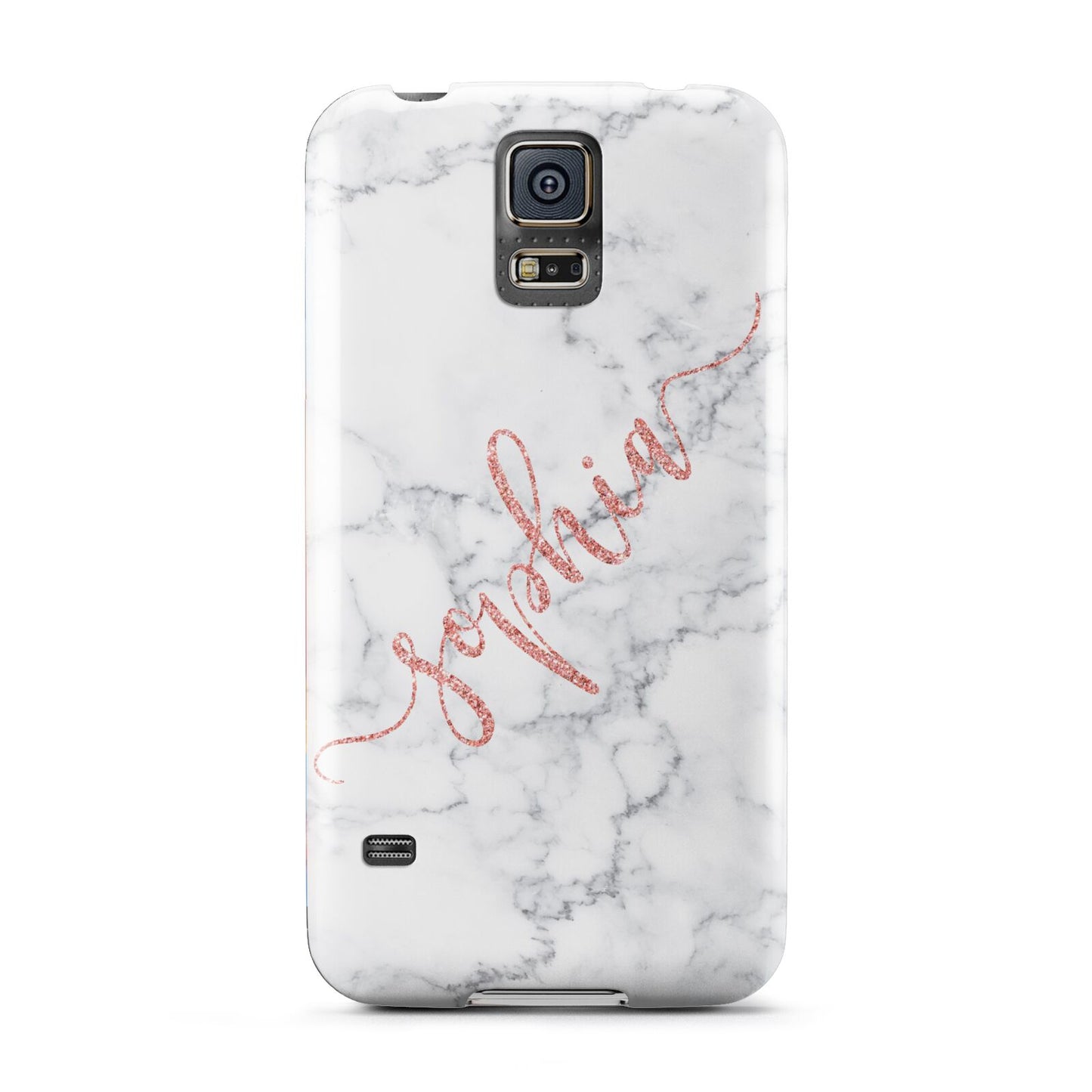 Personalised Marble with Pink Glitter Text Samsung Galaxy S5 Case