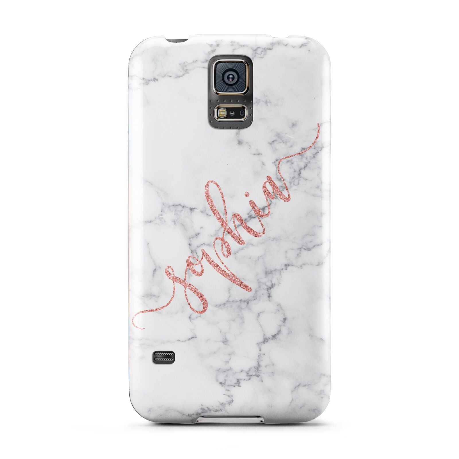 Personalised Marble with Pink Glitter Text Samsung Galaxy S5 Case