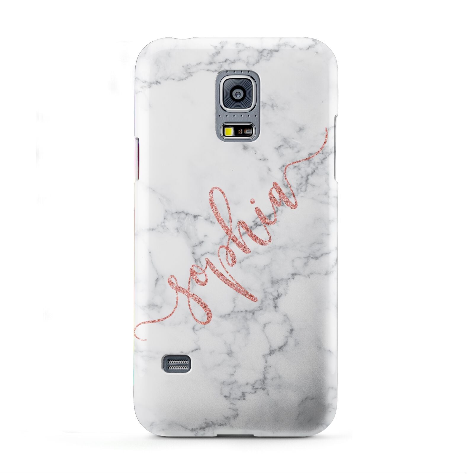 Personalised Marble with Pink Glitter Text Samsung Galaxy S5 Mini Case