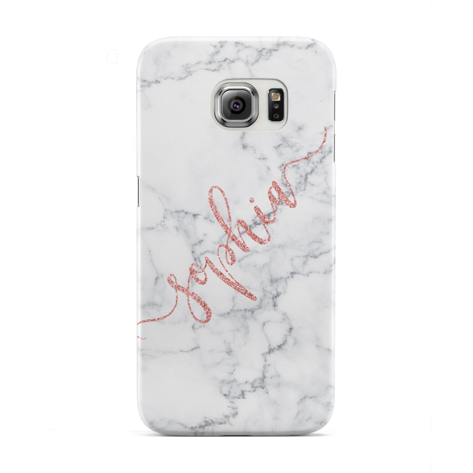 Personalised Marble with Pink Glitter Text Samsung Galaxy S6 Edge Case