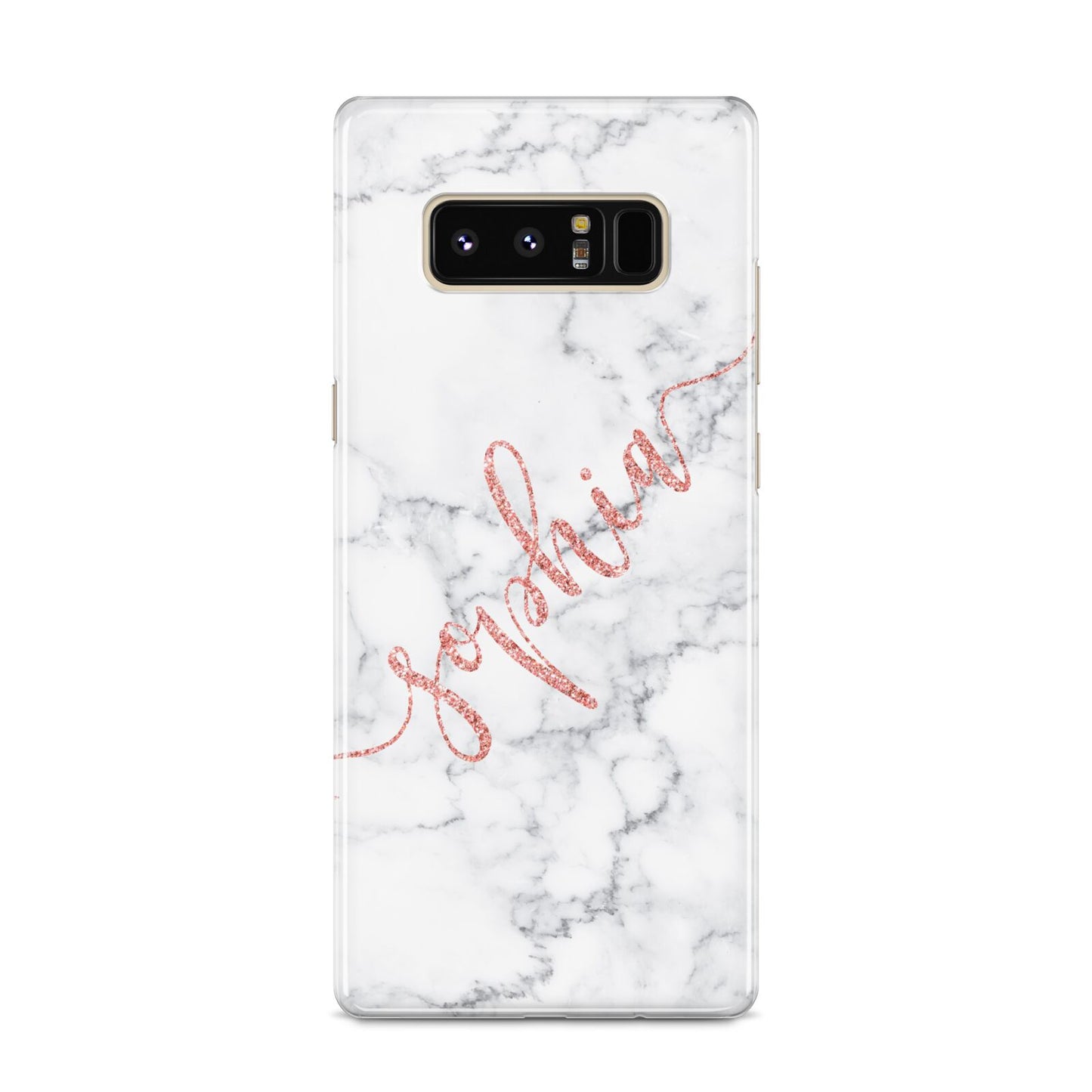 Personalised Marble with Pink Glitter Text Samsung Galaxy S8 Case