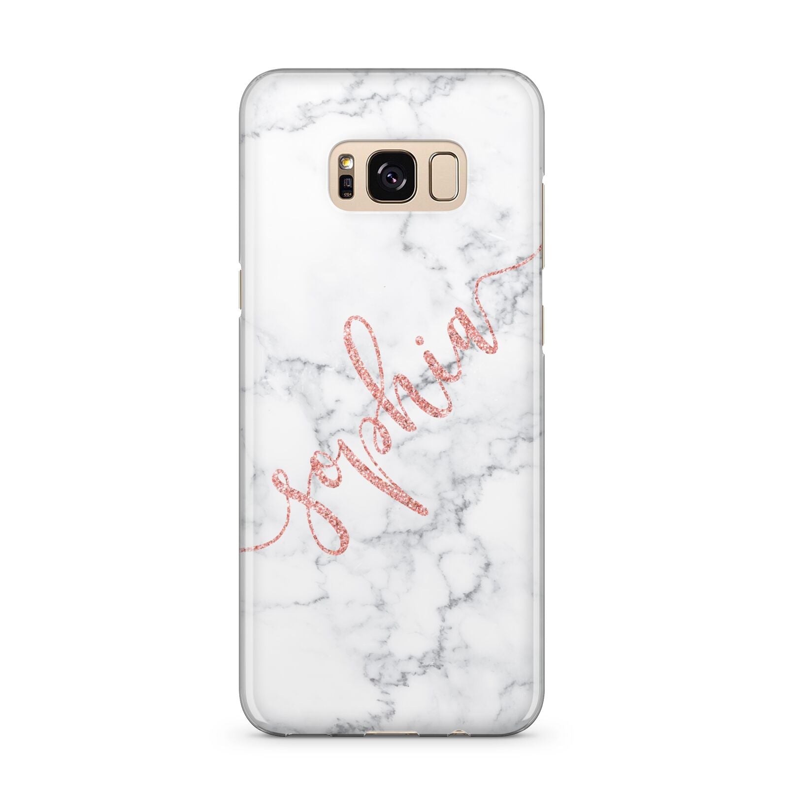 Personalised Marble with Pink Glitter Text Samsung Galaxy S8 Plus Case