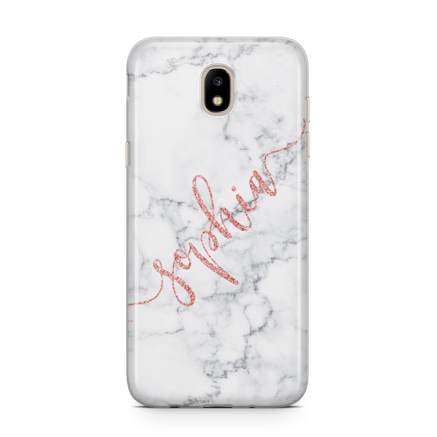 Personalised Marble with Pink Glitter Text Samsung J5 2017 Case