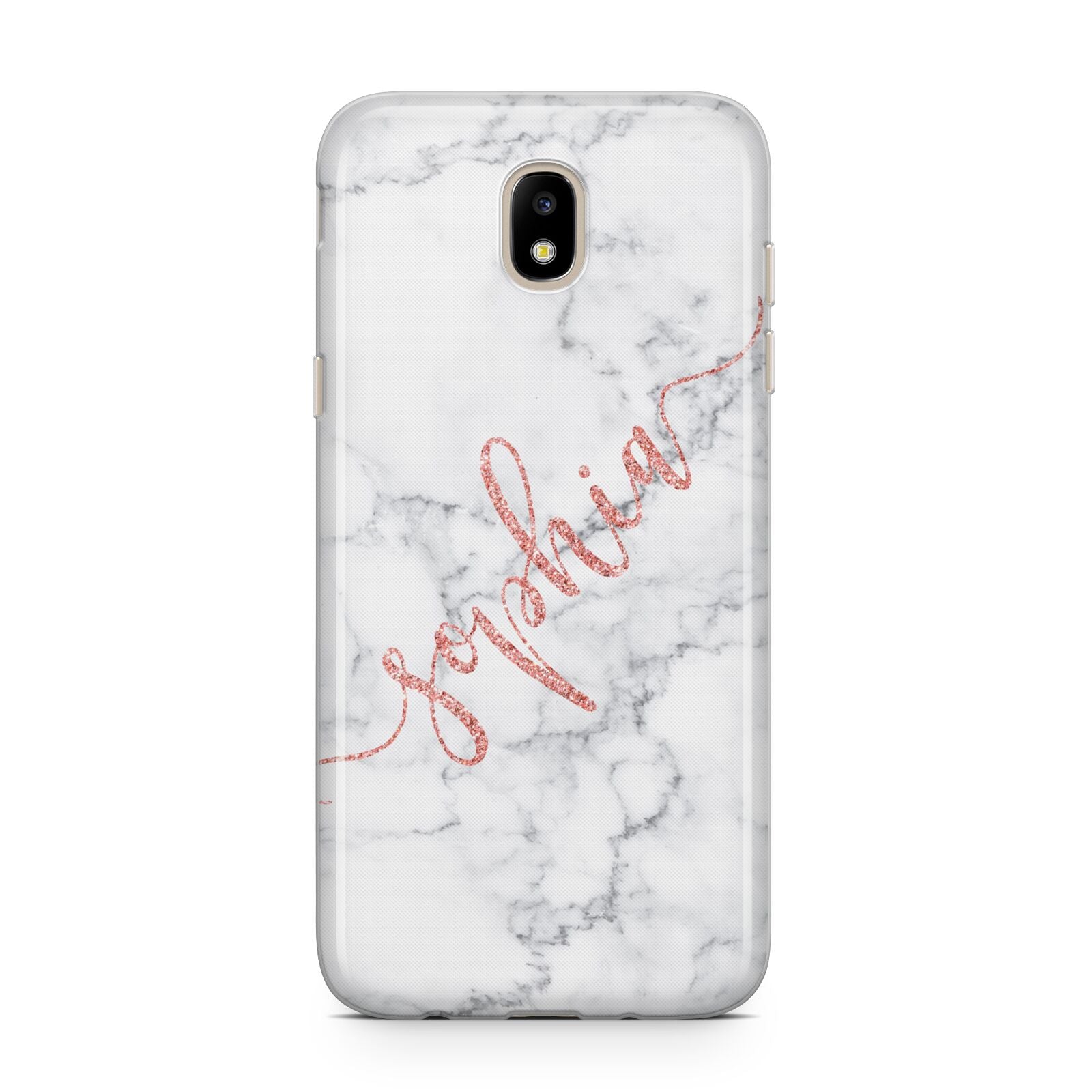 Personalised Marble with Pink Glitter Text Samsung J5 2017 Case