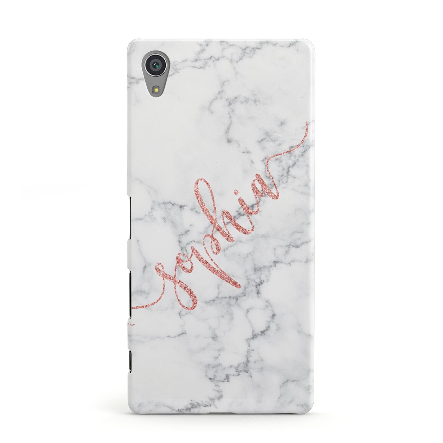 Personalised Marble with Pink Glitter Text Sony Xperia Case