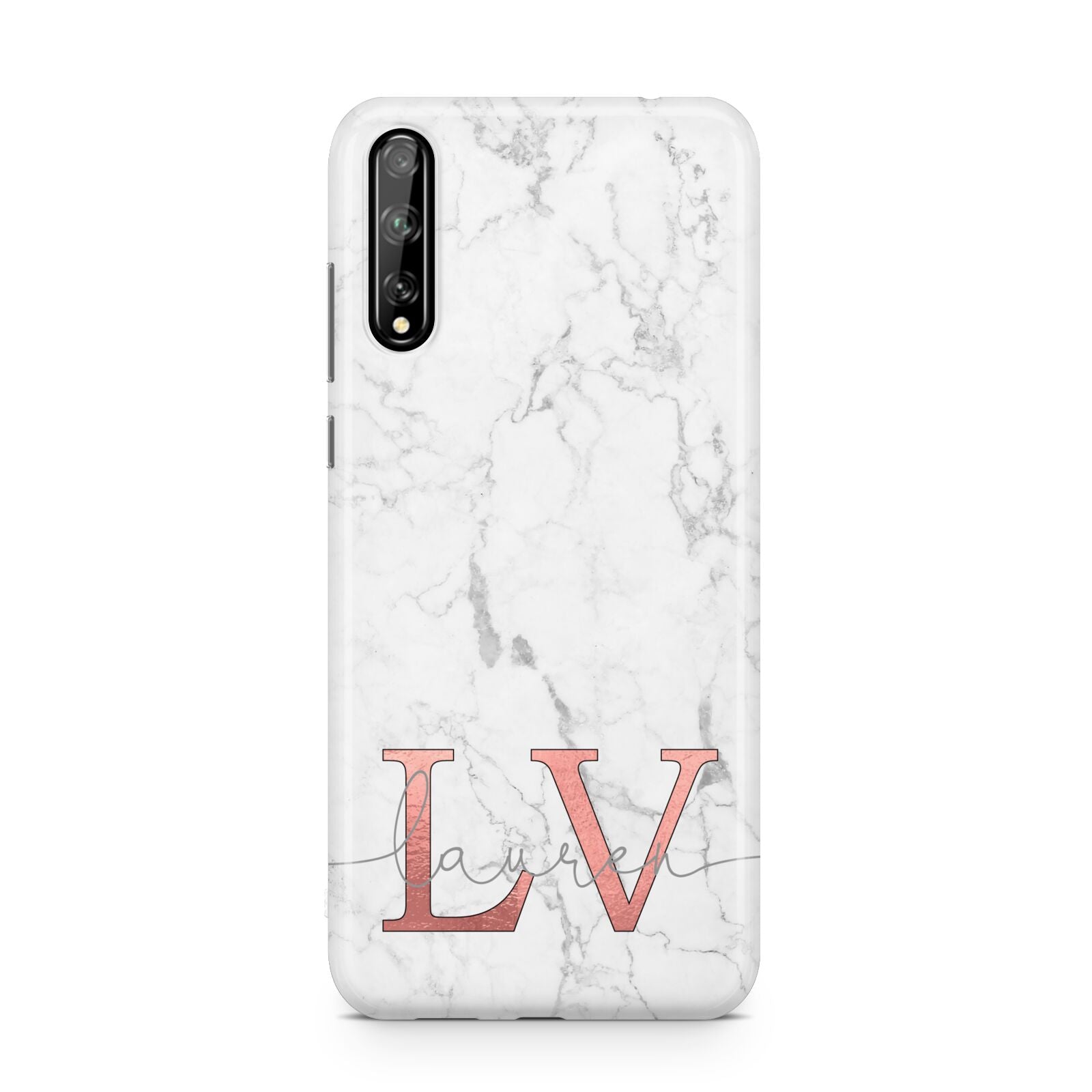 Personalised Marble with Rose Gold Initials Huawei Enjoy 10s Phone Case