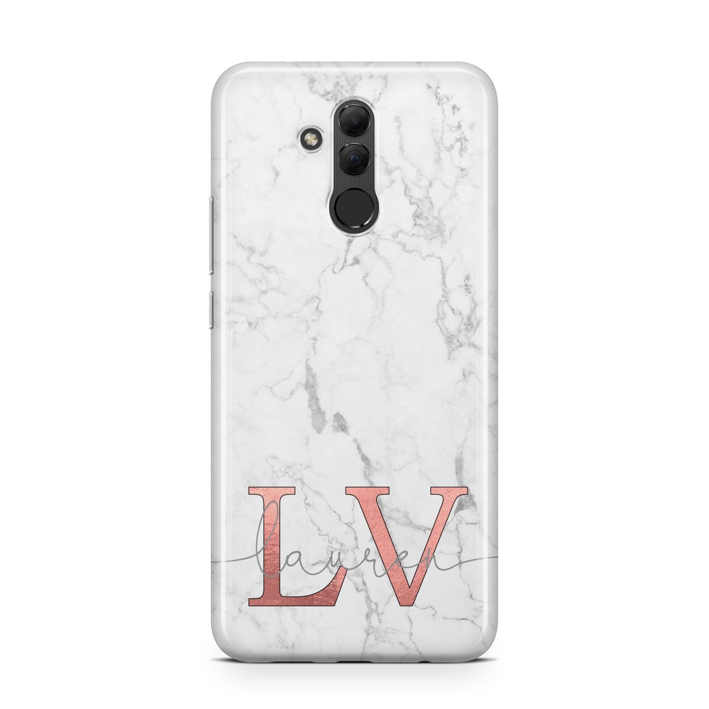 Personalised Marble with Rose Gold Initials Huawei Mate 20 Lite