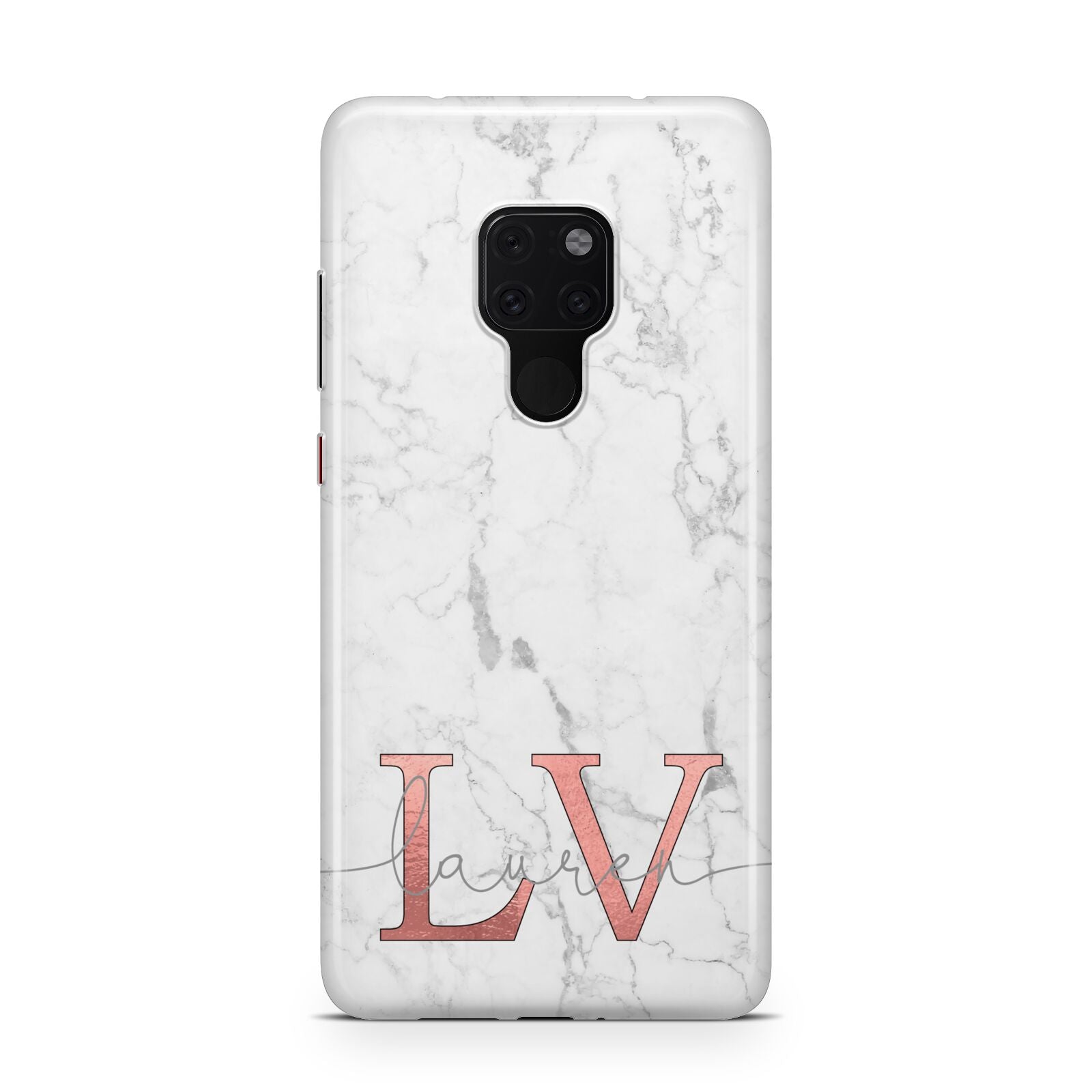 Personalised Marble with Rose Gold Initials Huawei Mate 20 Phone Case