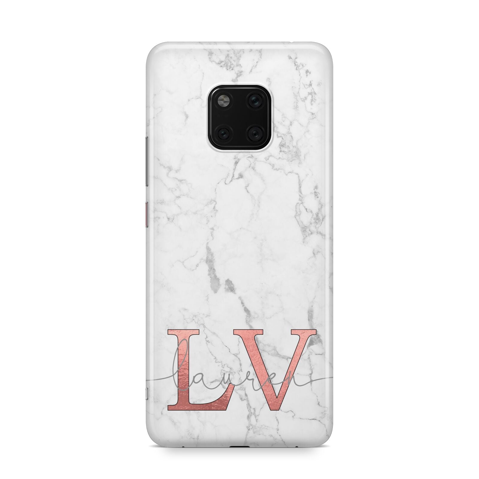 Personalised Marble with Rose Gold Initials Huawei Mate 20 Pro Phone Case