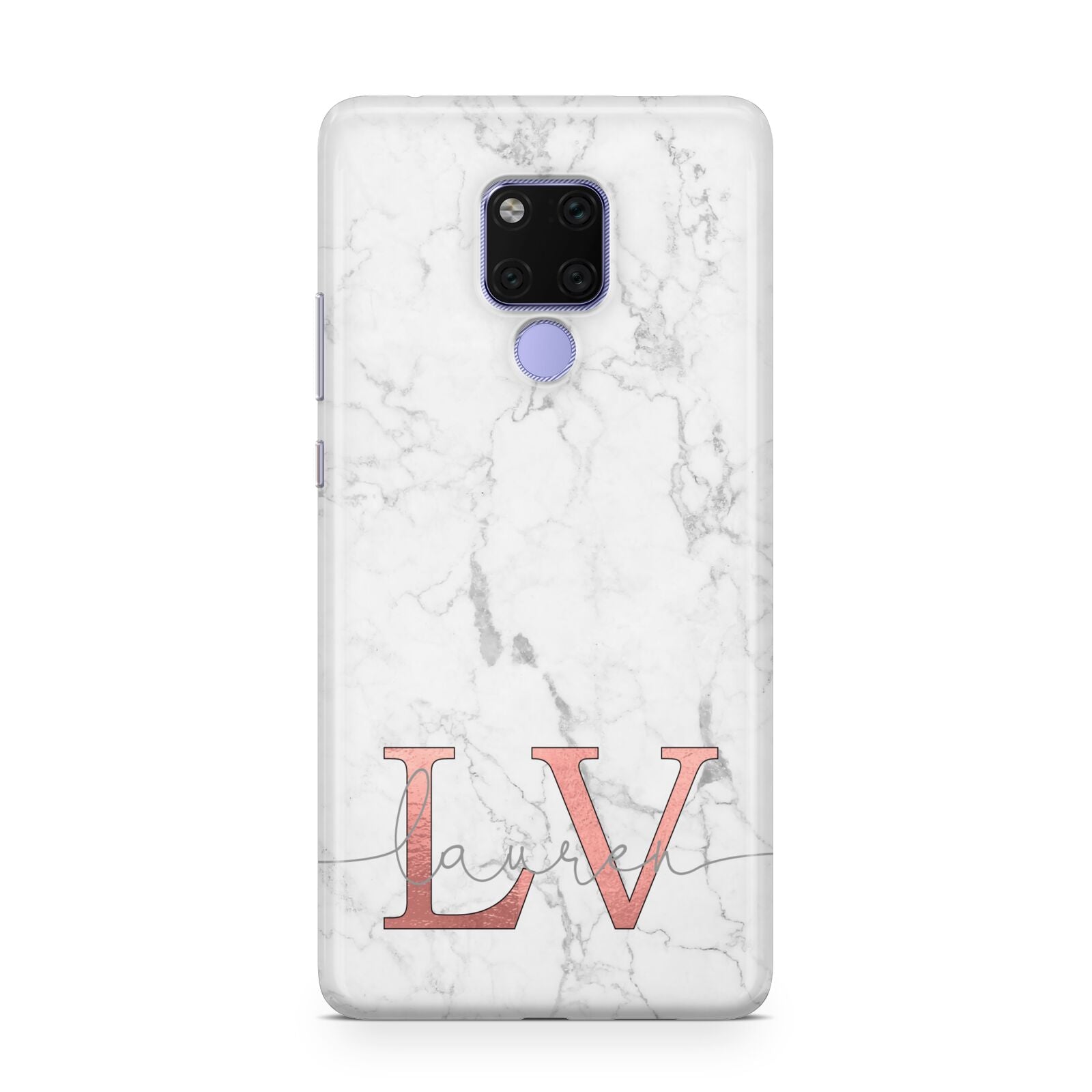 Personalised Marble with Rose Gold Initials Huawei Mate 20X Phone Case