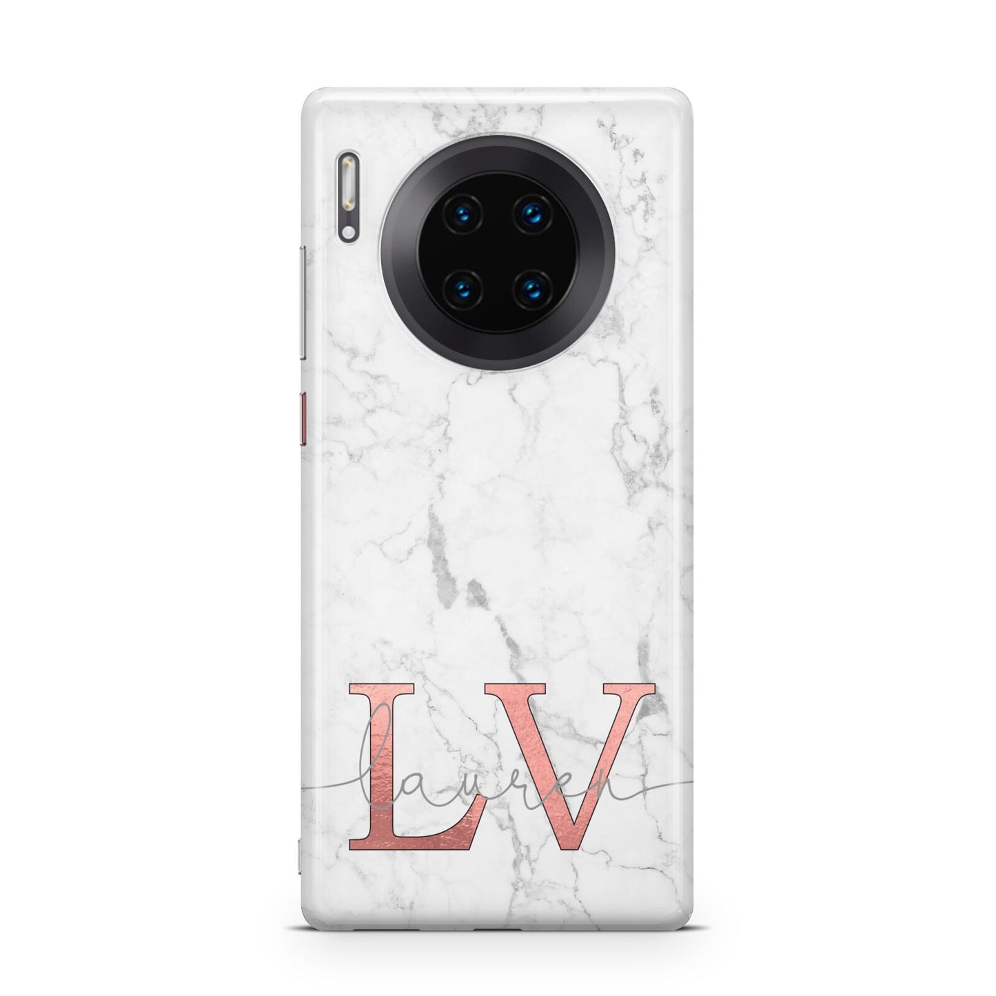 Personalised Marble with Rose Gold Initials Huawei Mate 30 Pro Phone Case