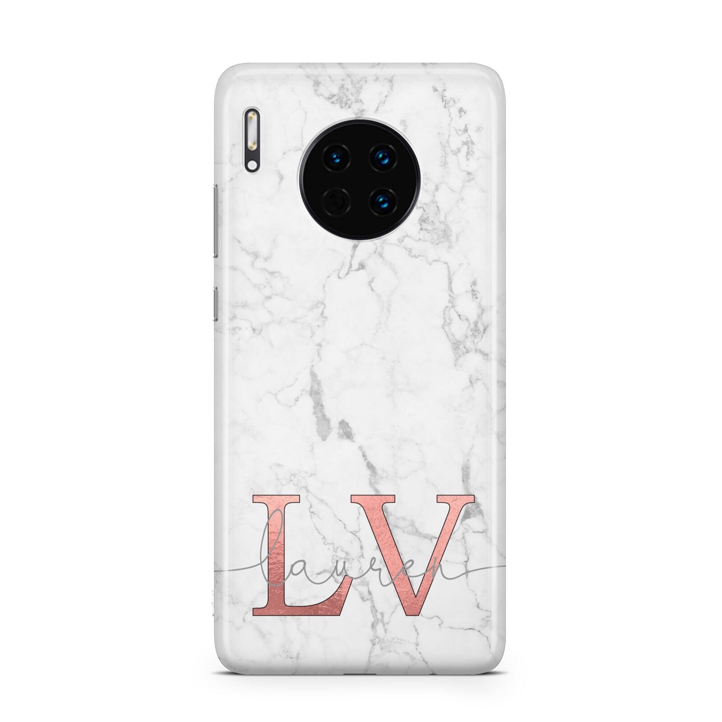 Personalised Marble with Rose Gold Initials Huawei Mate 30