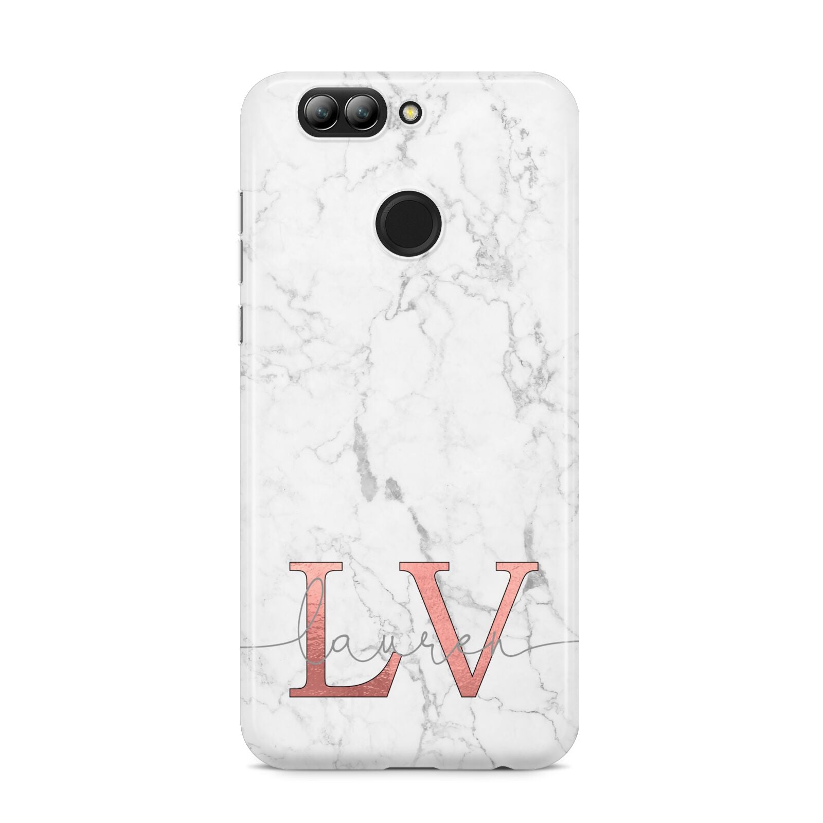 Personalised Marble with Rose Gold Initials Huawei Nova 2s Phone Case