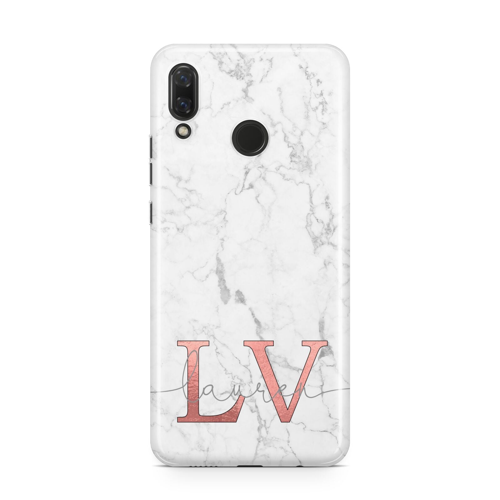 Personalised Marble with Rose Gold Initials Huawei Nova 3 Phone Case