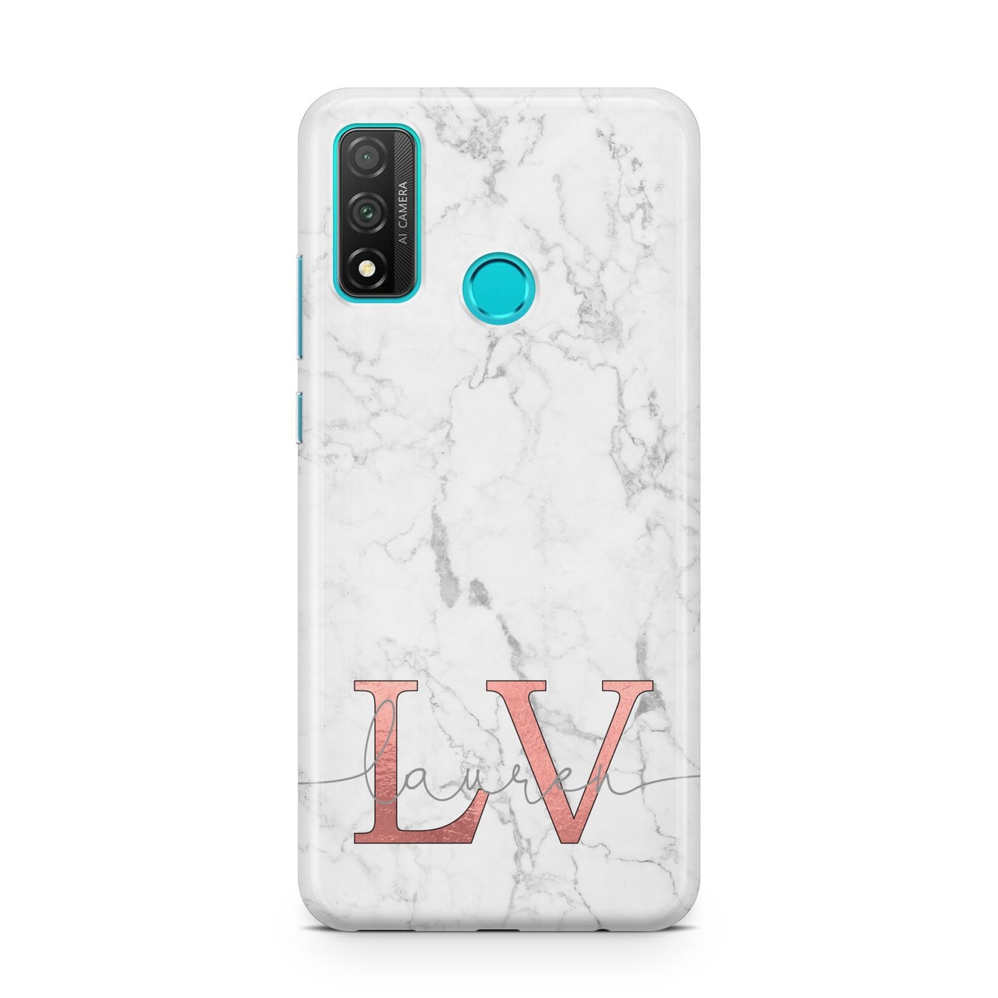 Personalised Marble with Rose Gold Initials Huawei P Smart 2020